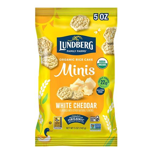 Lundberg Organic White Cheddar Rice Cake Minis, 5 Ounce, Gluten-Free, Usda Certified Organic, Non-Gmo Verified, Whole Grain Brown Rice