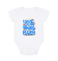 "Love is Our Greatest Form of Power" Organic Onesie (Baby - Blue Text)