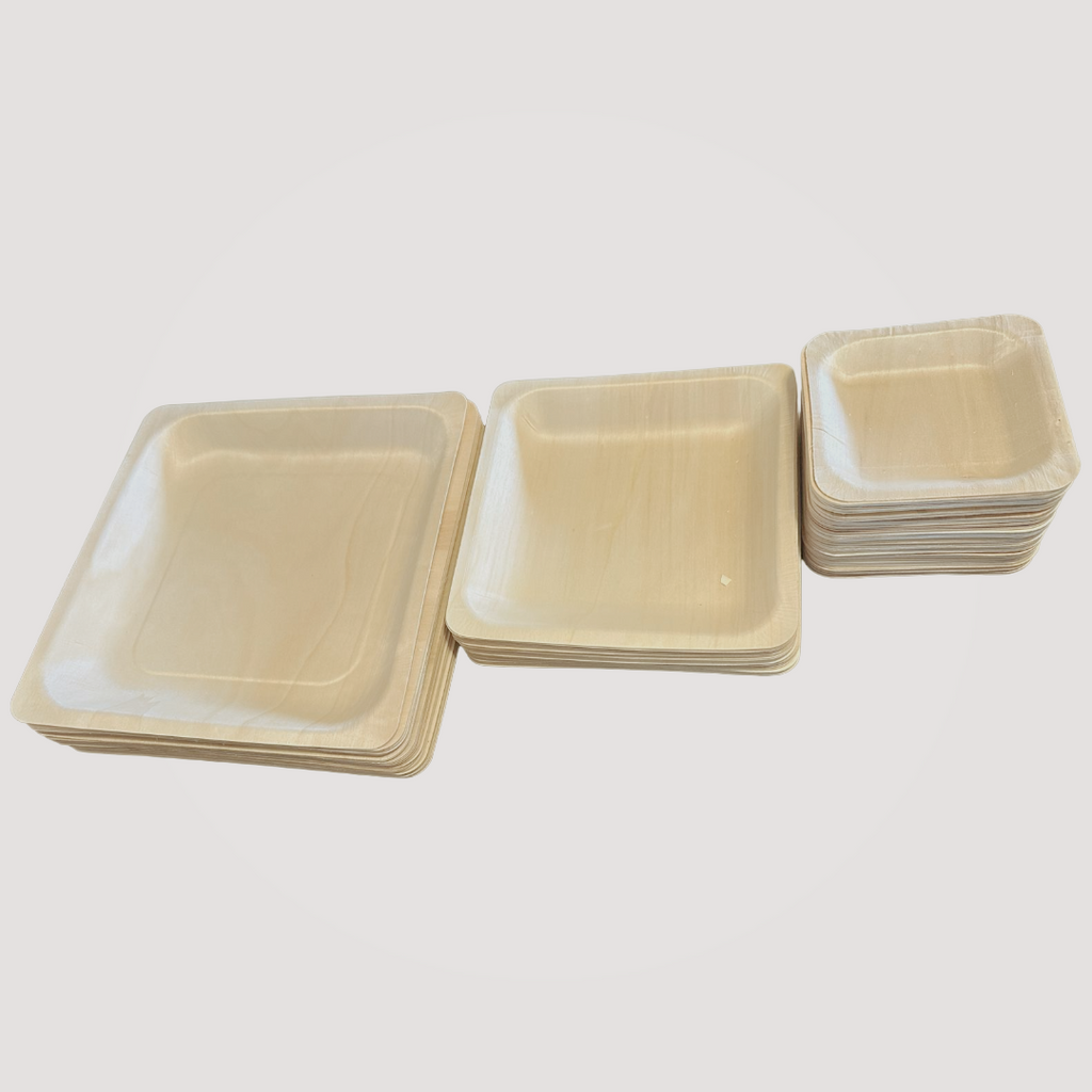 Eco Friendly Square Wooden Plate 9" X 9" (300 Pack) $0.52 each - like Bamboo and Palm leaf