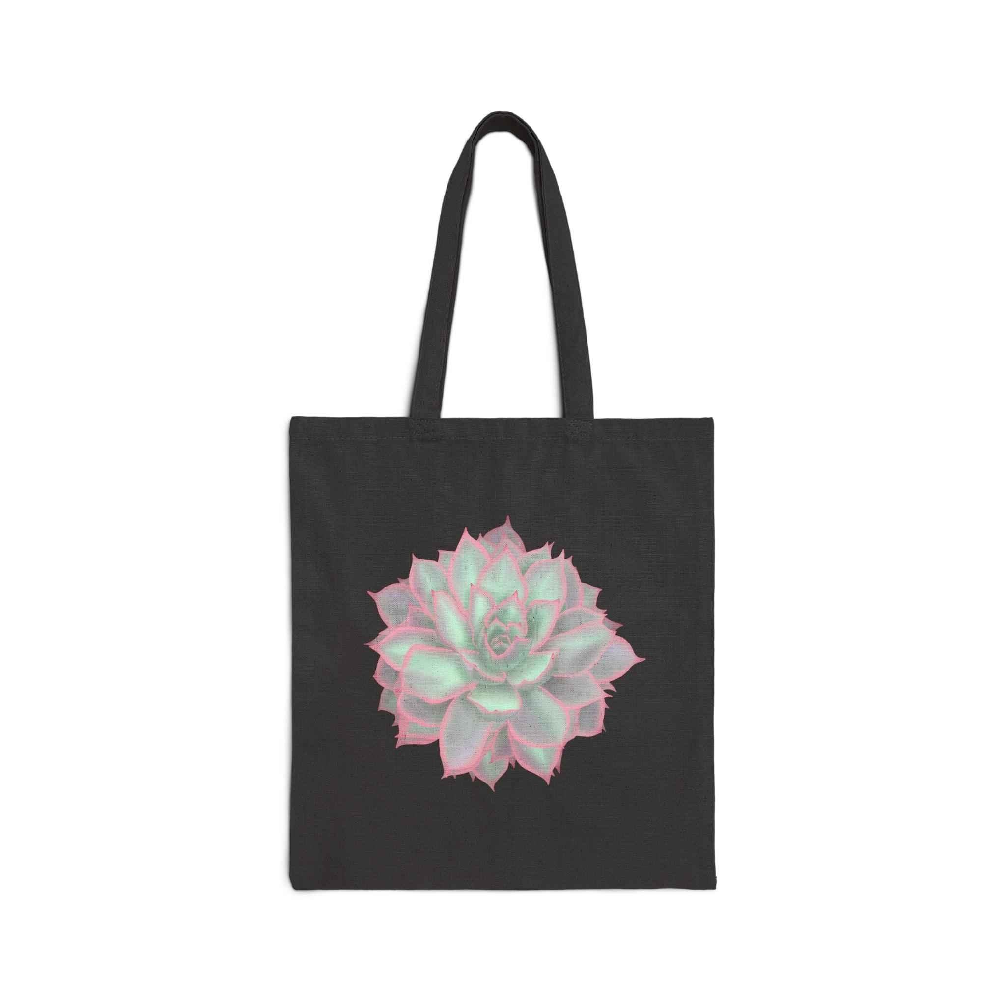 Echeveria Violet Queen Succulent Canvas Tote Bag – Eco Friendly Everyday Carry