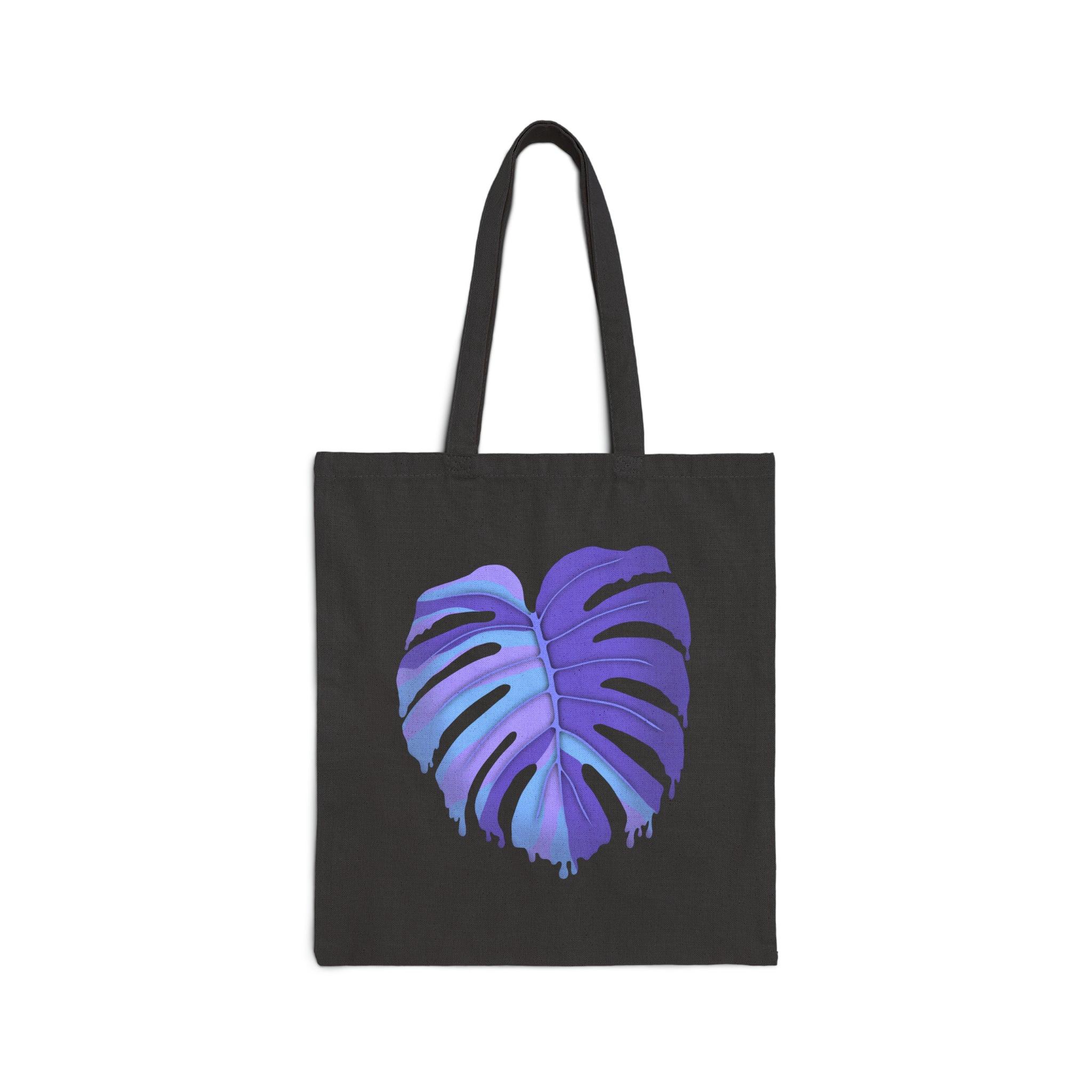 Purple Monstera Canvas Tote Bag – Eco Friendly Everyday Carry