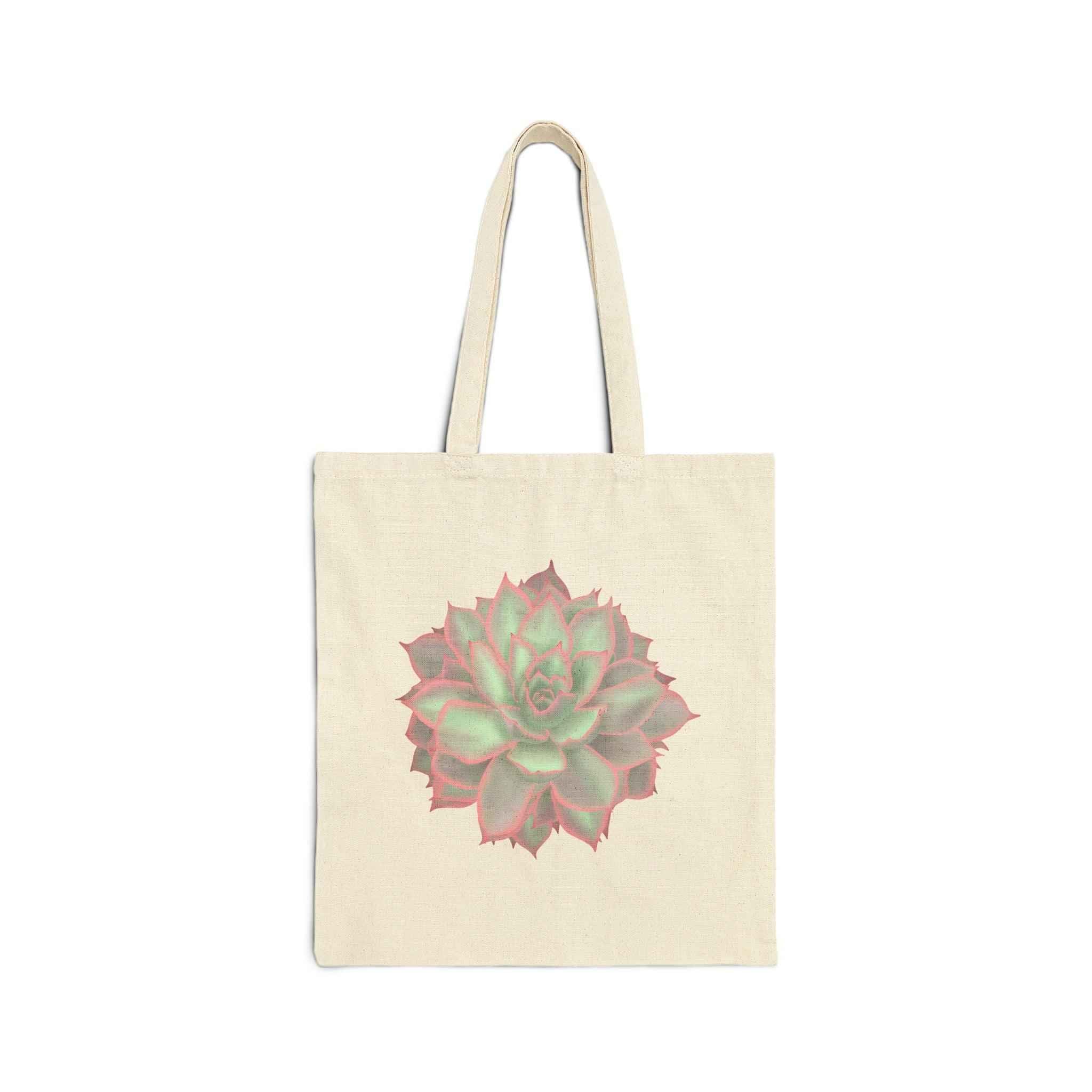 Echeveria Violet Queen Succulent Canvas Tote Bag – Eco Friendly Everyday Carry