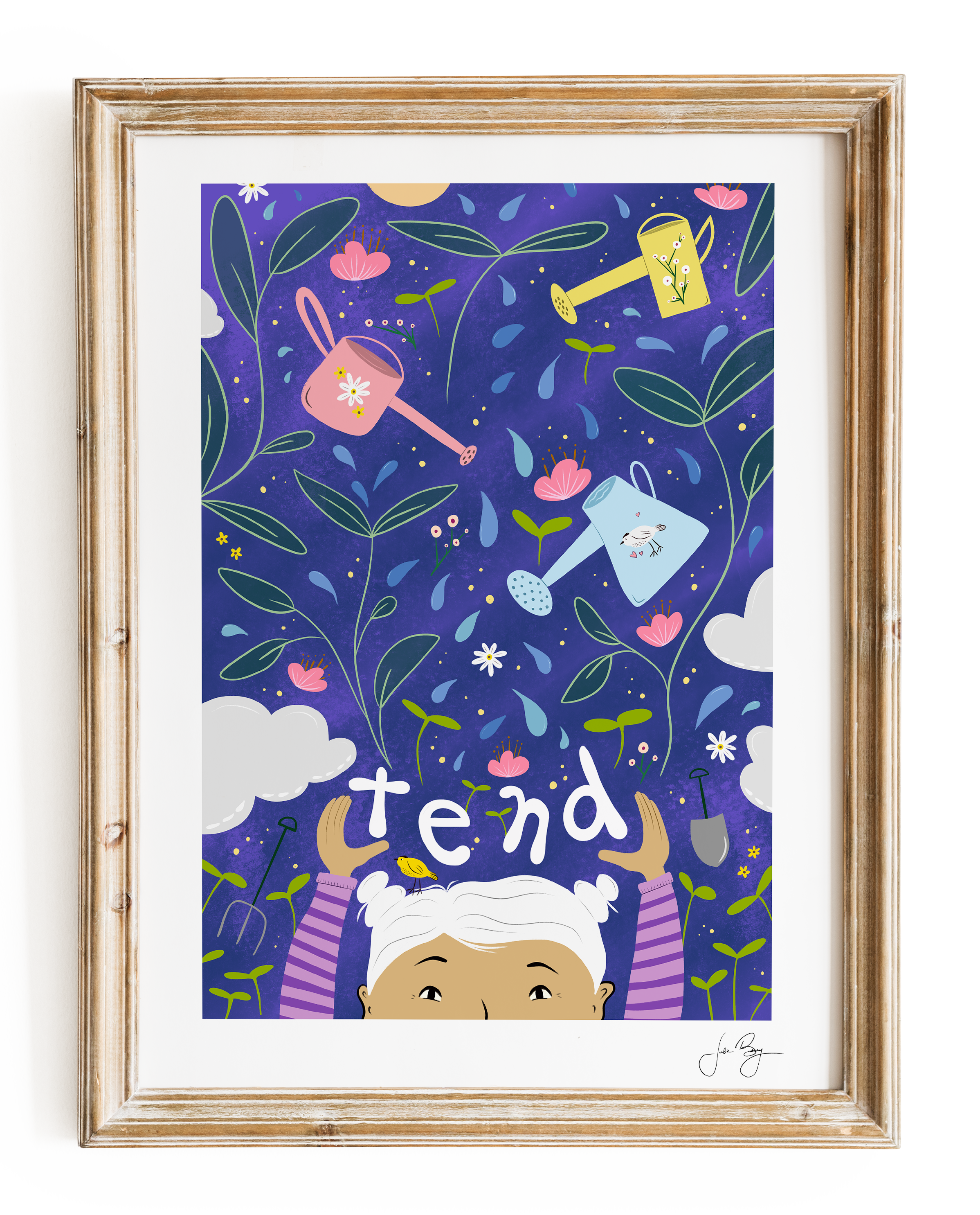"Tend" Spring Hand-Drawn Eco-Art Print 12x18" (Assorted Colors)