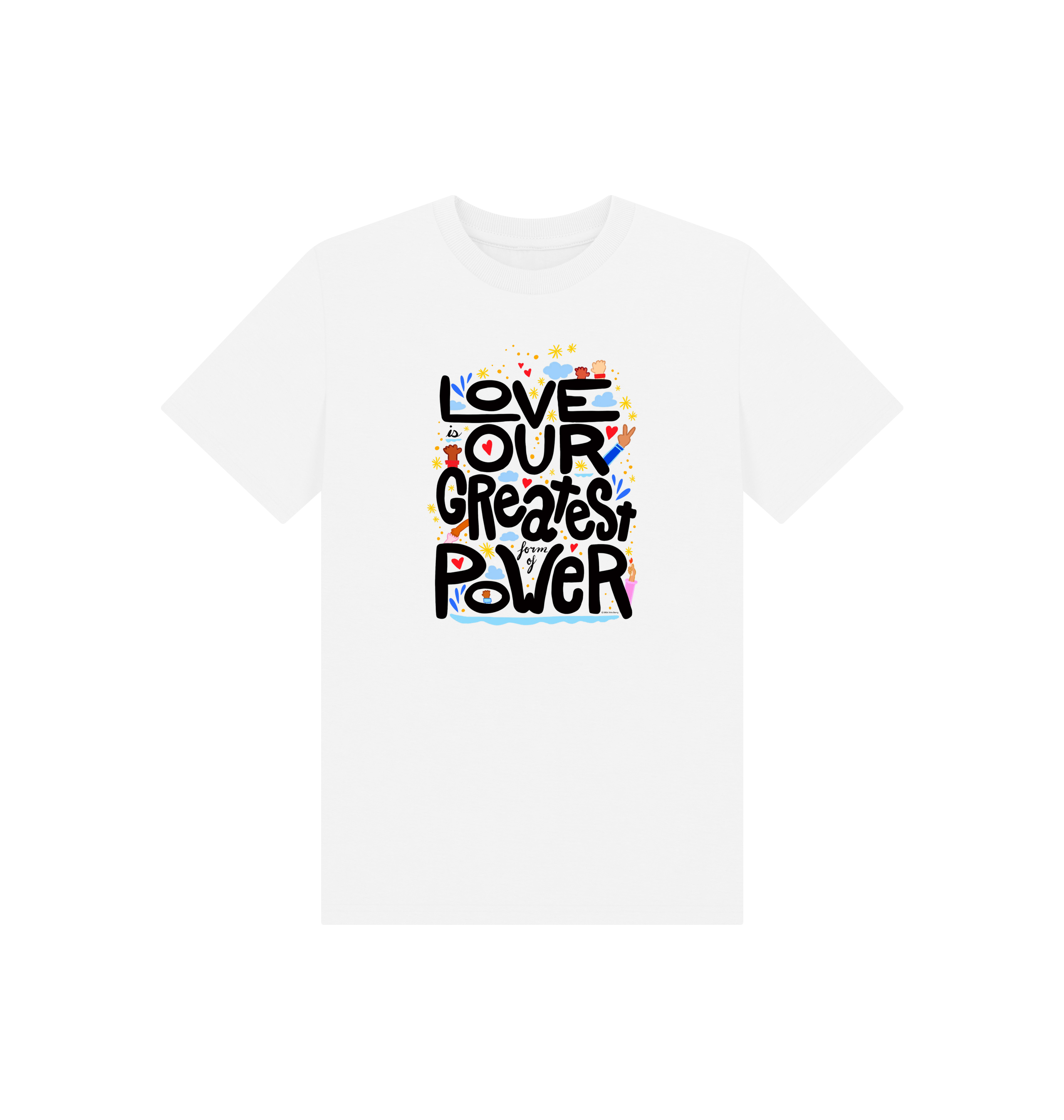 "Love is Our Greatest Form of Power" Organic Eco T-Shirt (Kids - Black Text - Assorted Light Colors)