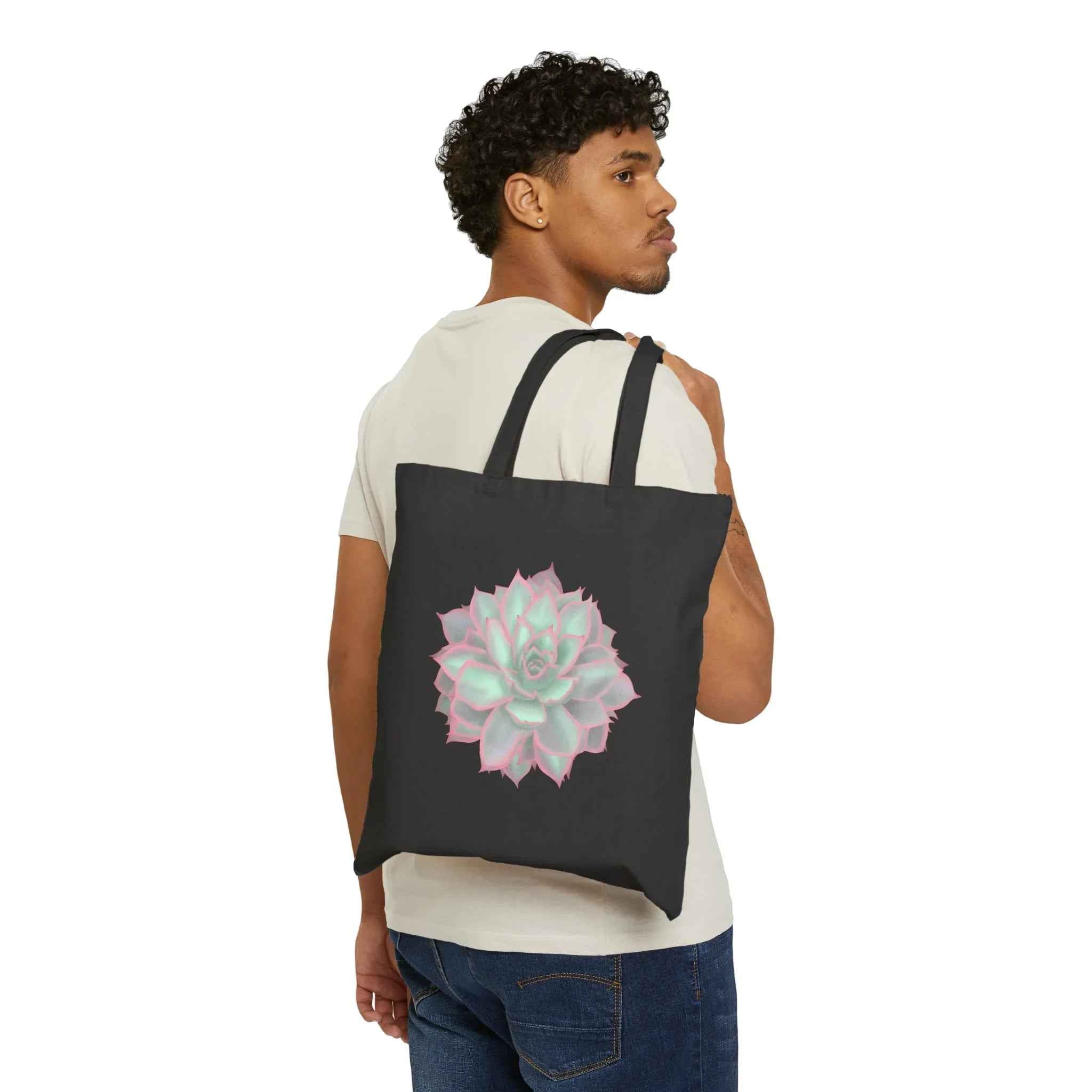 Echeveria Violet Queen Succulent Canvas Tote Bag – Eco Friendly Everyday Carry