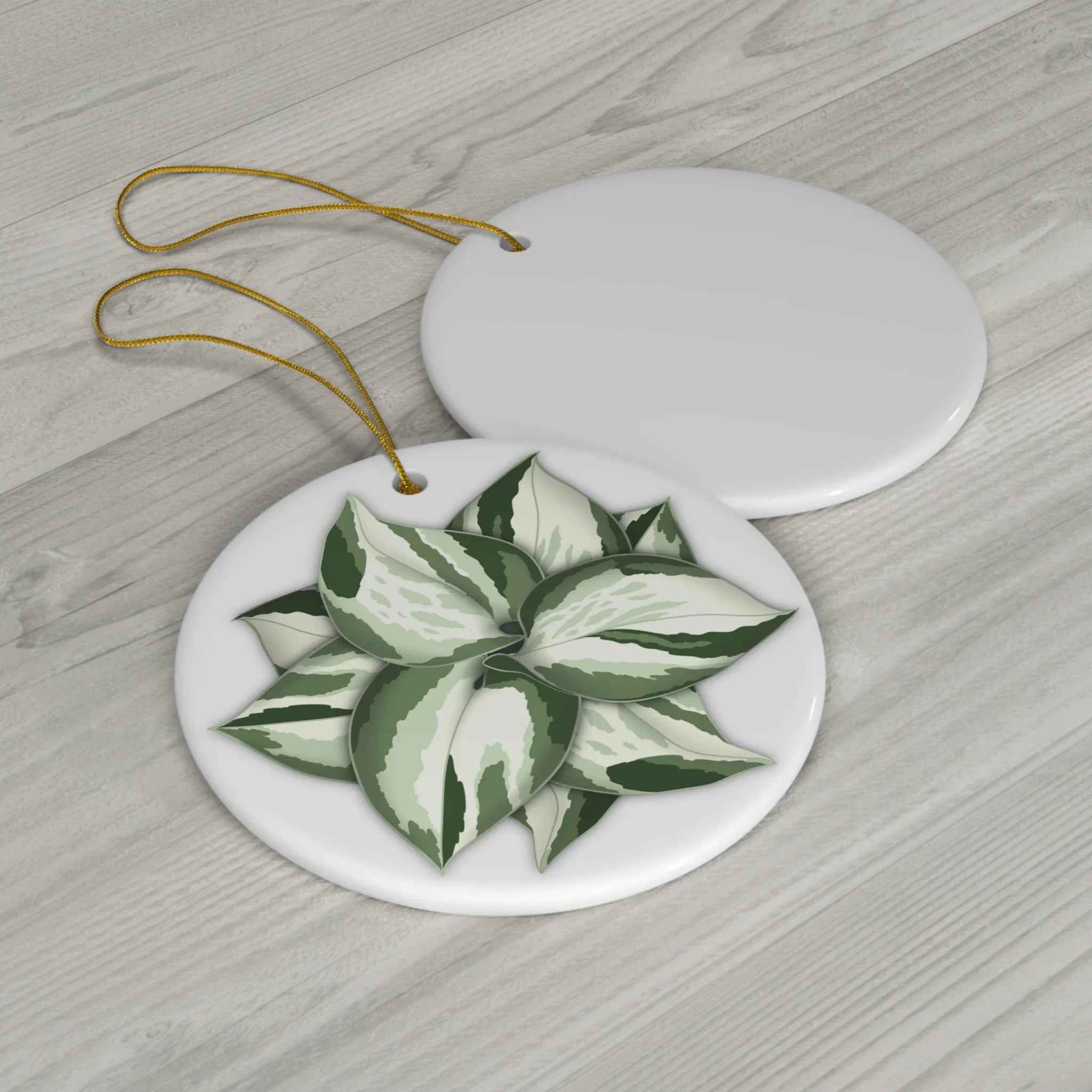 Manjula Pothos Ceramic Ornament – Gold String Holiday Decor