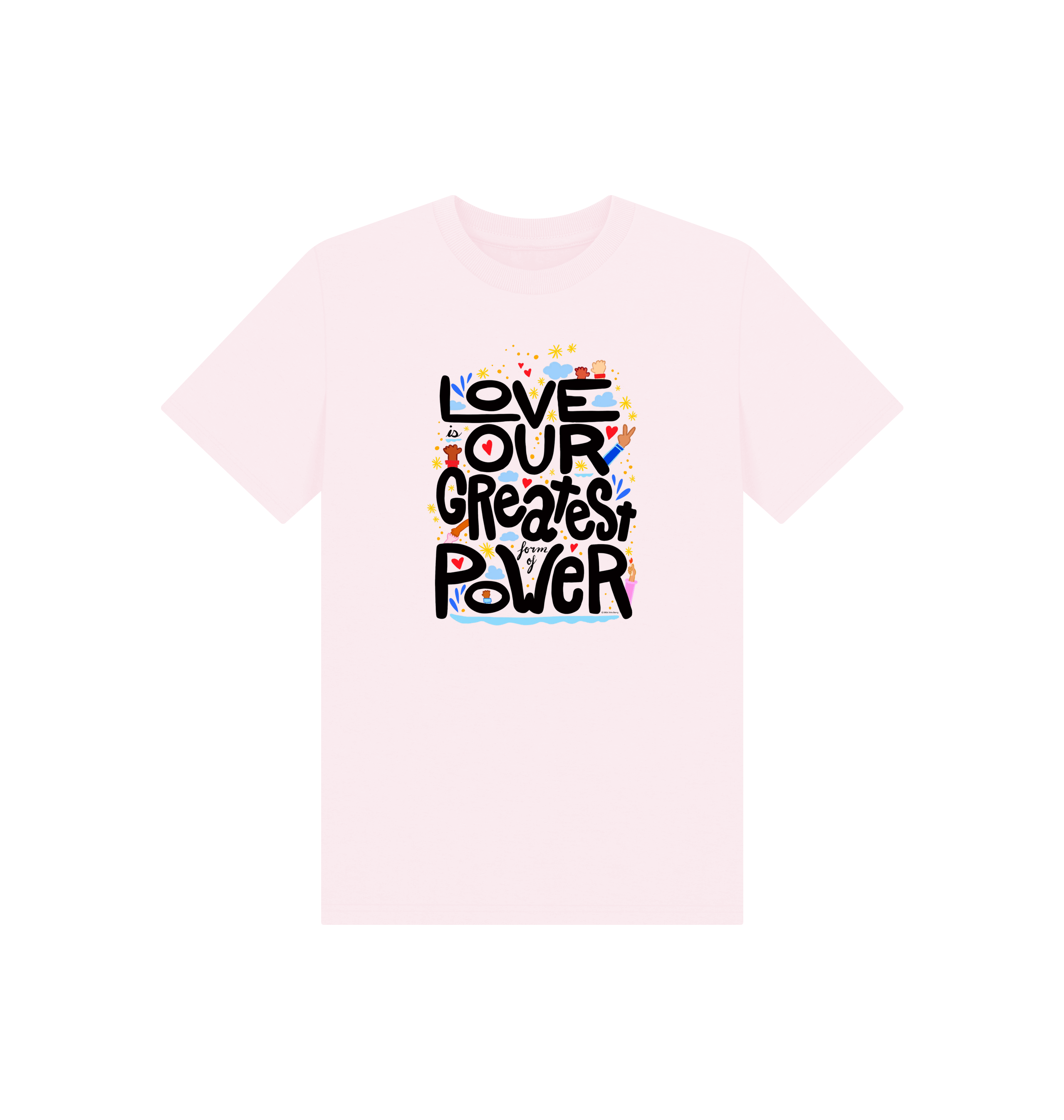 "Love is Our Greatest Form of Power" Organic Eco T-Shirt (Kids - Black Text - Assorted Light Colors)