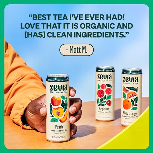 Zevia Organic Sugar Free Iced Tea, Green Tea Tropical Pineapple, 12 Ounce Can