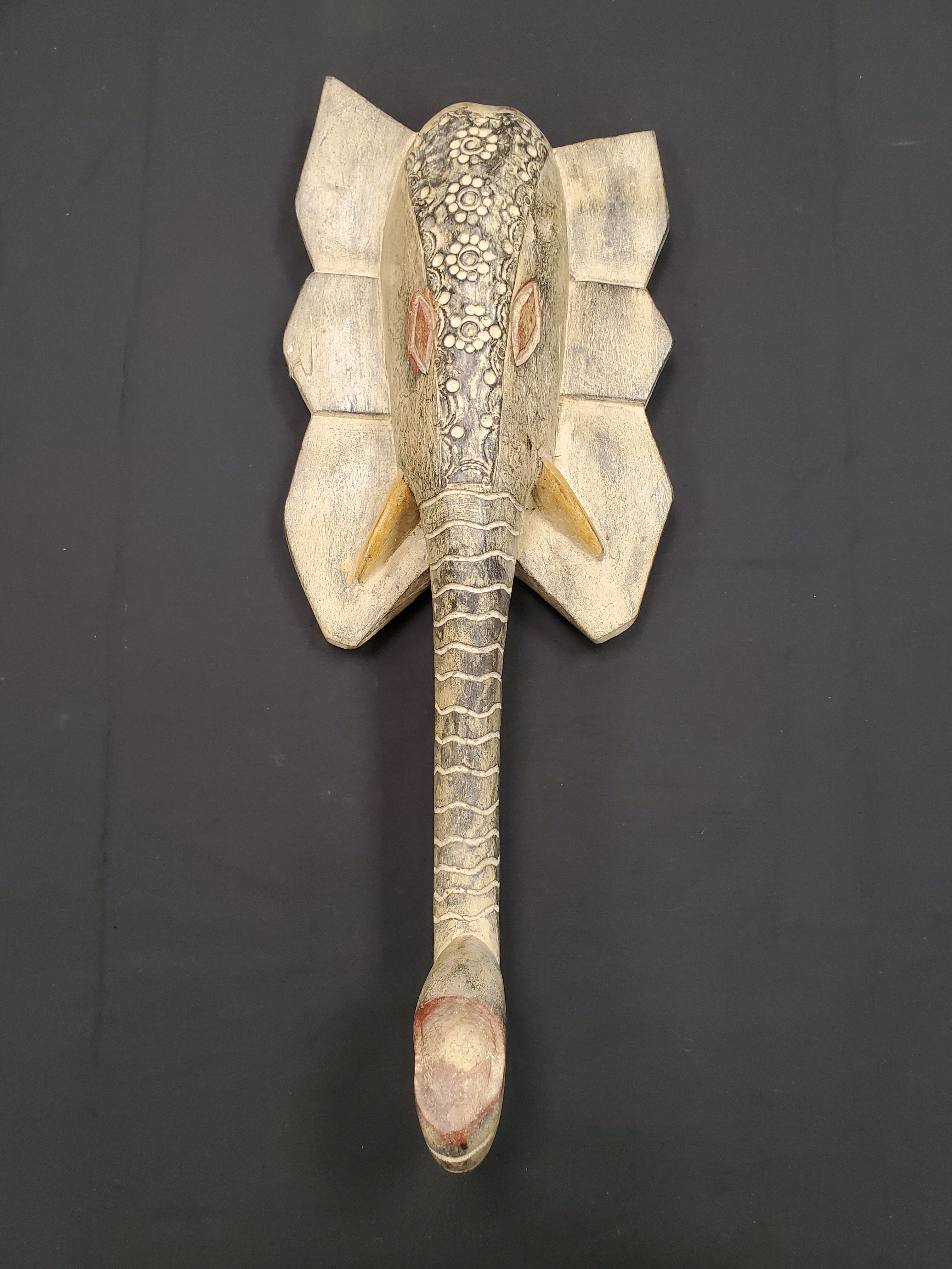 Hand Carved African Elephant Mask, Made in Ghana