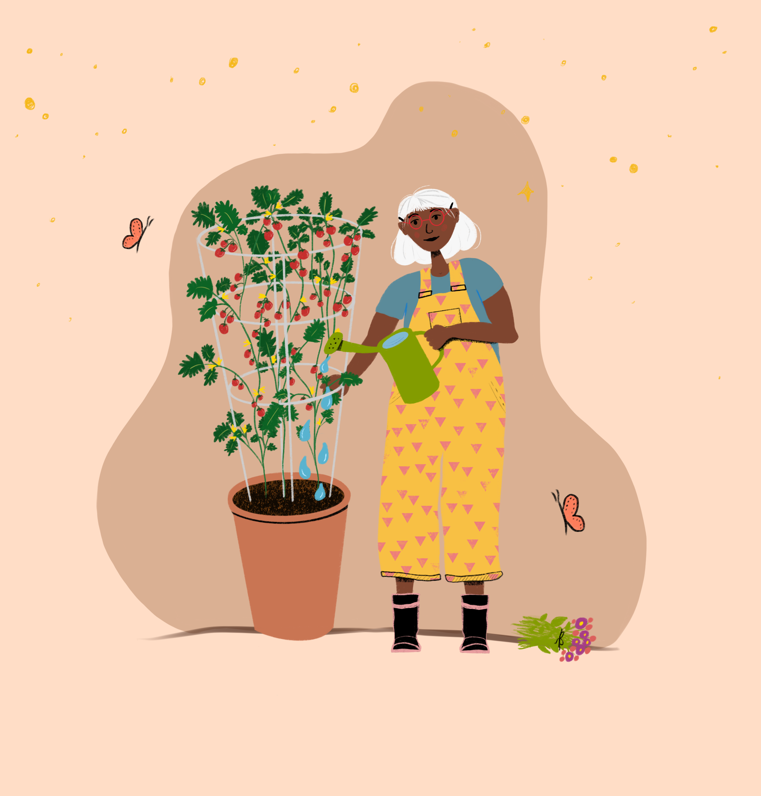 "Joyful Tomato Gardener" Colorful Eco-Art Print (Assorted Sizes)
