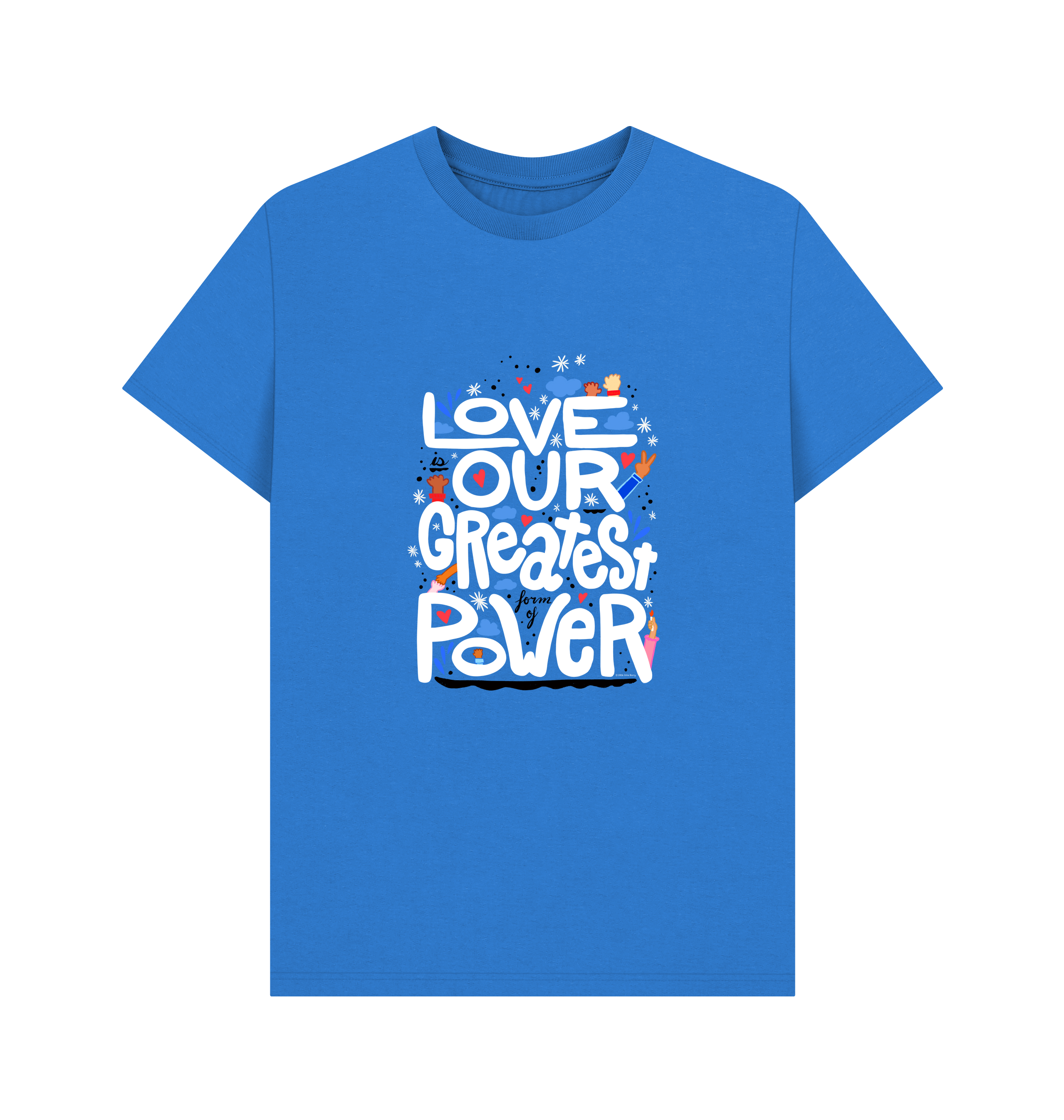 "Love is Our Greatest Form of Power" Organic Cotton Eco T-Shirt (Adult - White Text - Assorted Colors)