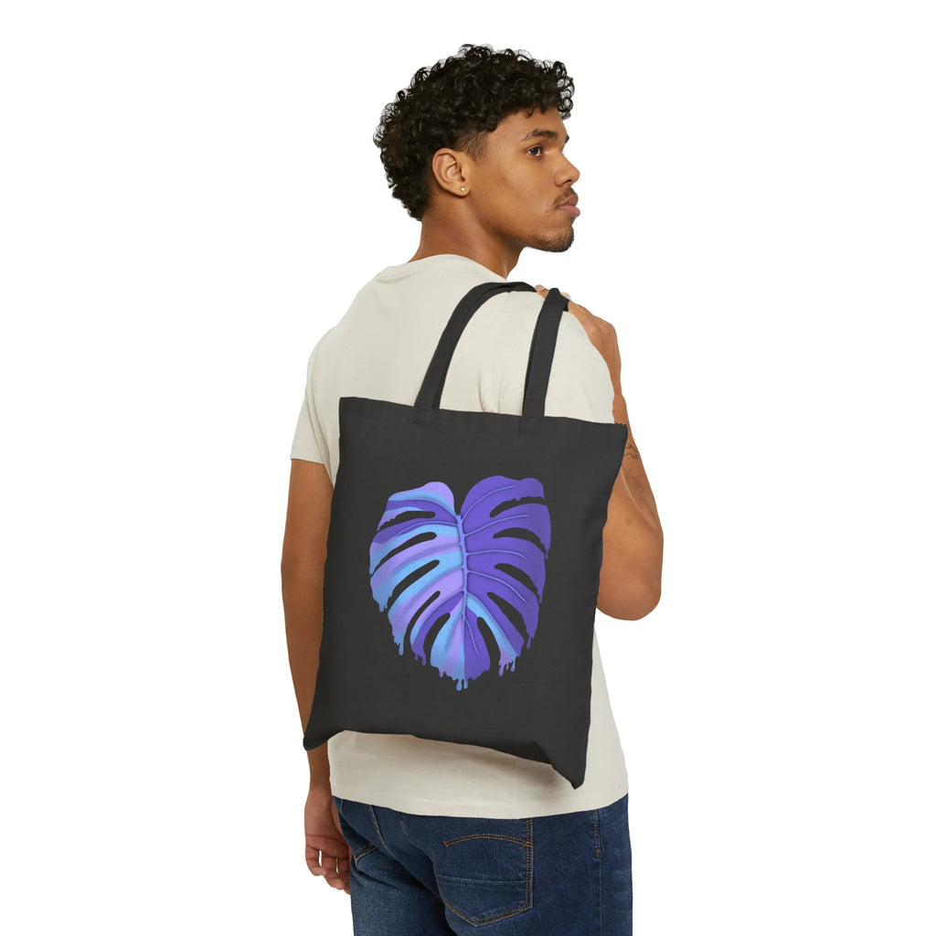 Purple Monstera Canvas Tote Bag – Eco Friendly Everyday Carry