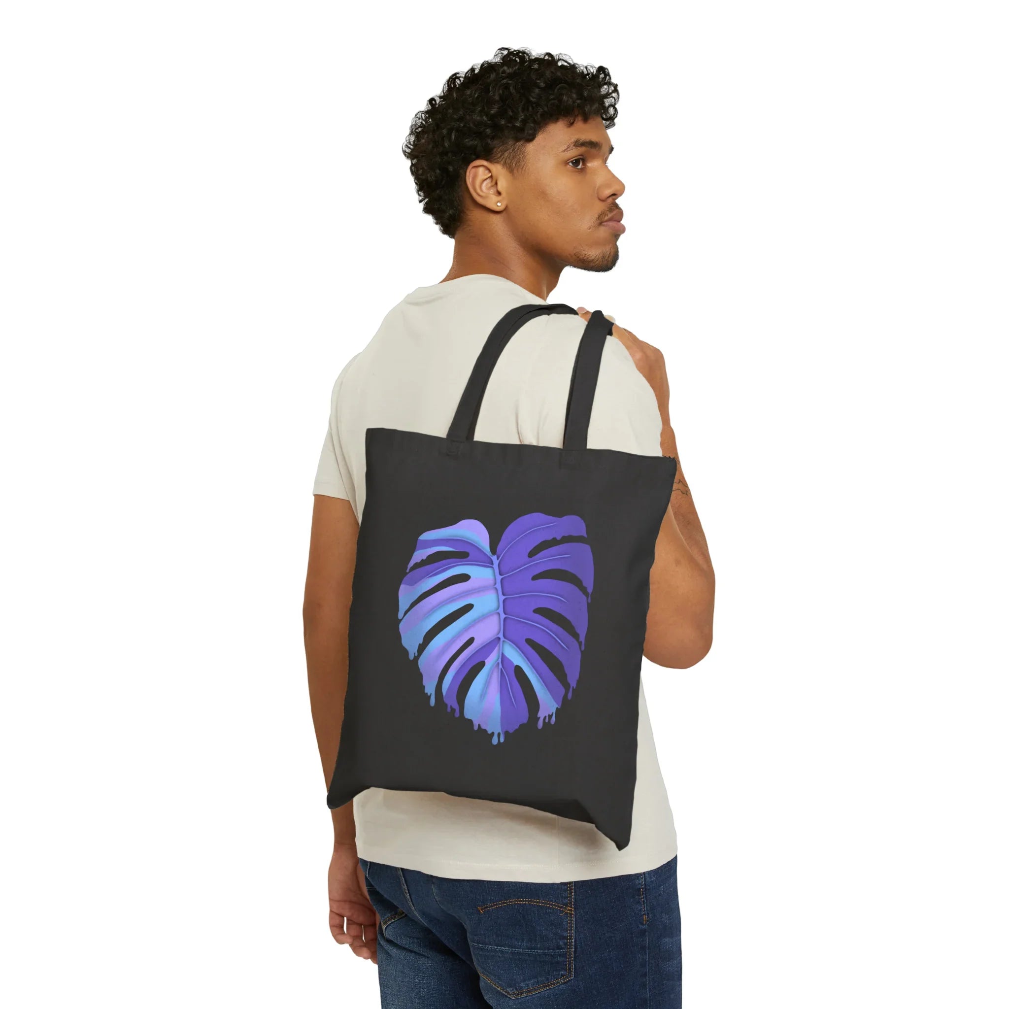 Purple Monstera Canvas Tote Bag – Eco Friendly Everyday Carry