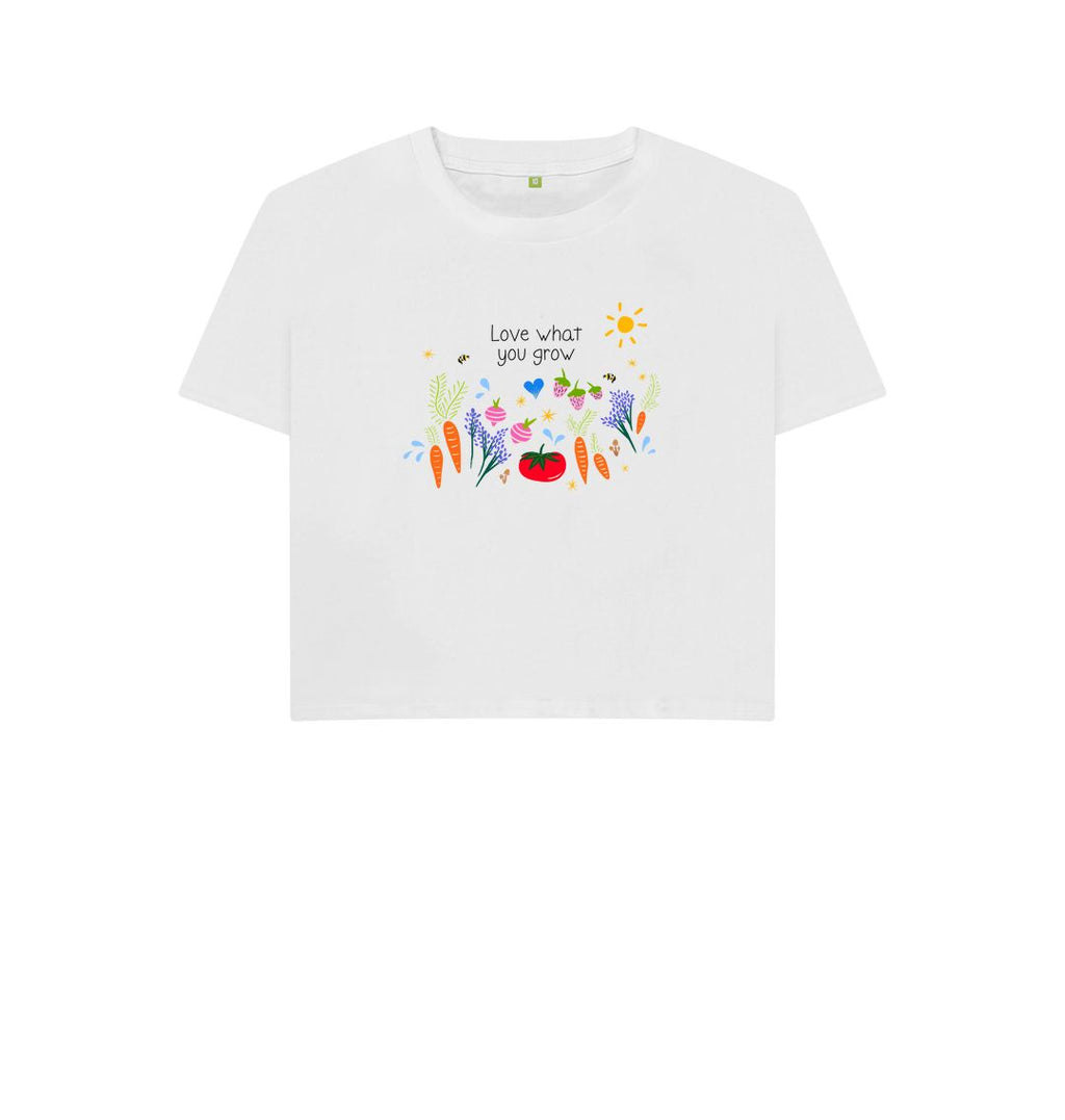 "Love What You Grow" Garden Party Boxy T-shirt (white)