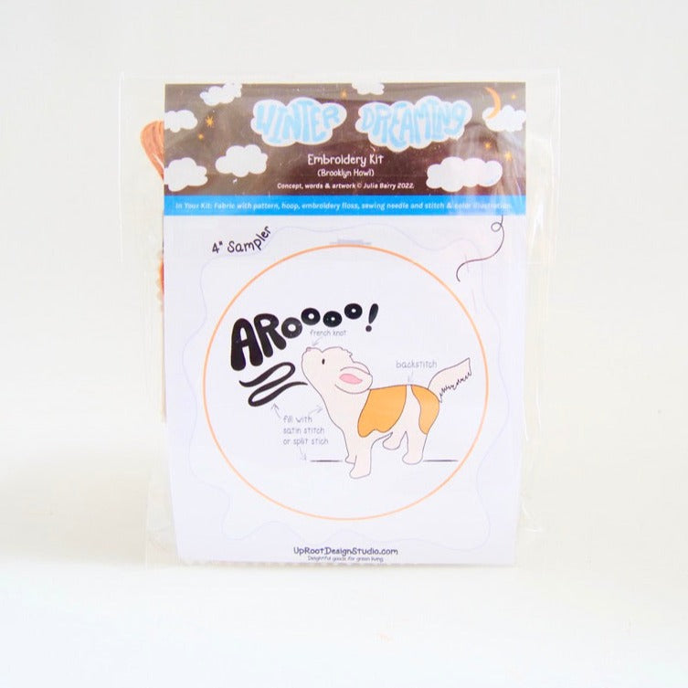 "Aroo!" Adorable Howling Dog Eco-Embroidery Kit (Joyful Threads Winter Dreaming)
