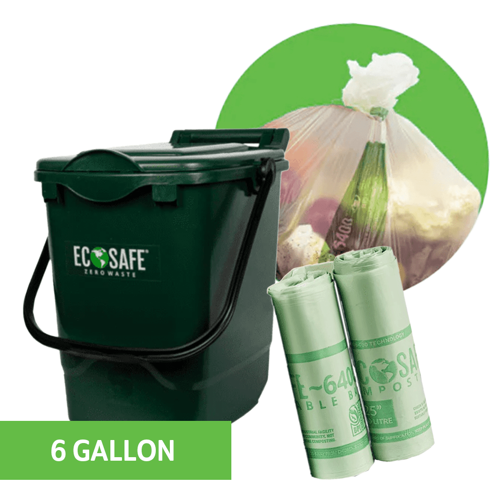 [Out Of Stock Until July 2026] EcoSafe 6 Gallon Bin Caddy & Liners (QTY: 1 Bin + 24 Liners)