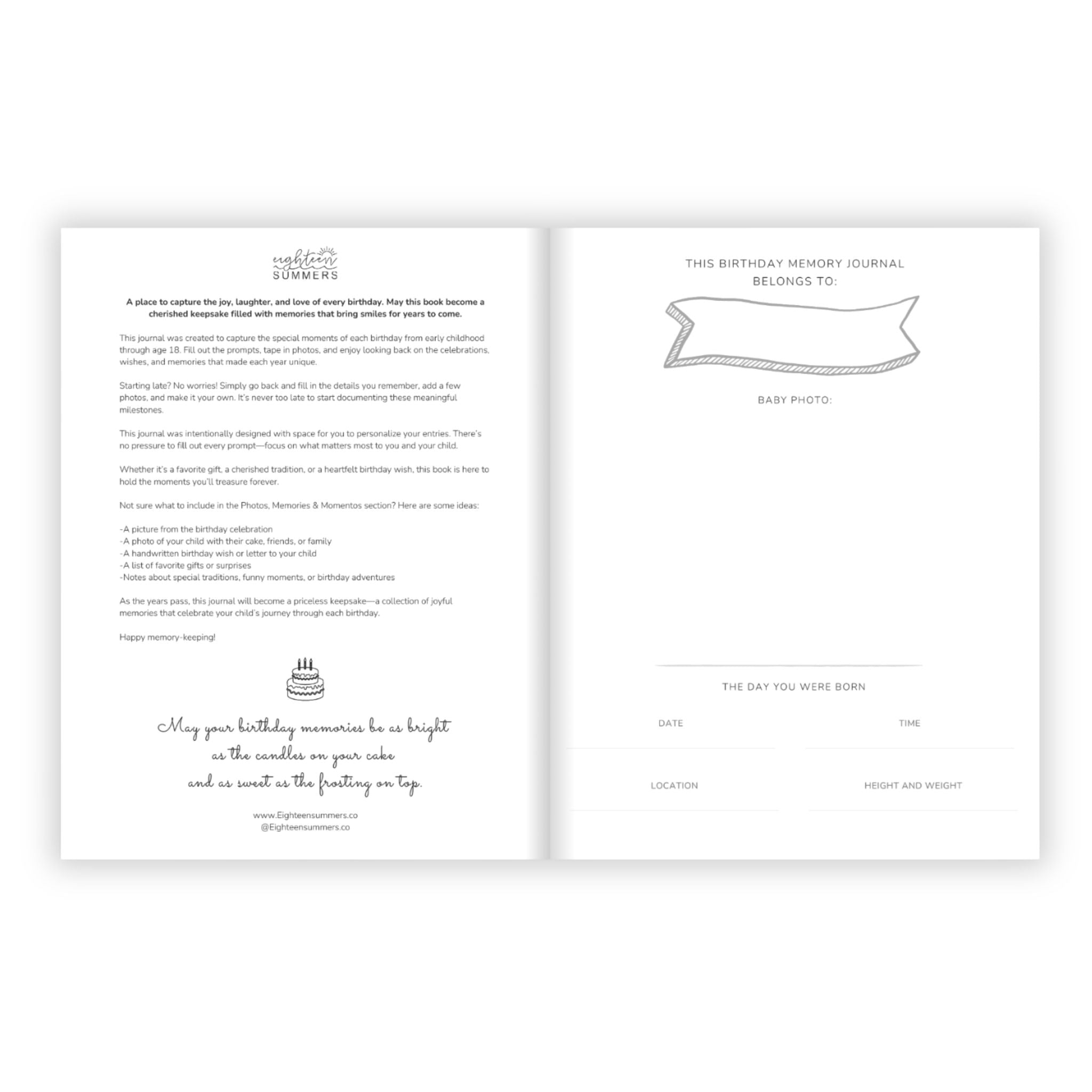 Birthday Memory Book- Seafoam Candles