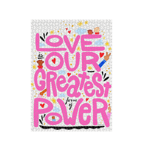 "Love is Our Greatest Form of Power" 100% Recycled Vertical Puzzle (Pink)