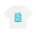 "Love is Our Greatest Form of Power" Organic Cotton Eco Boxy T-Shirt (Adult - Teal Text on White)