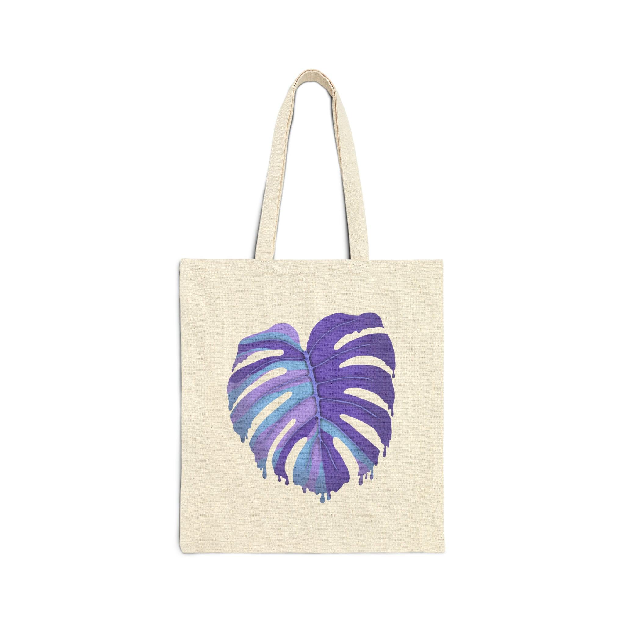 Purple Monstera Canvas Tote Bag – Eco Friendly Everyday Carry