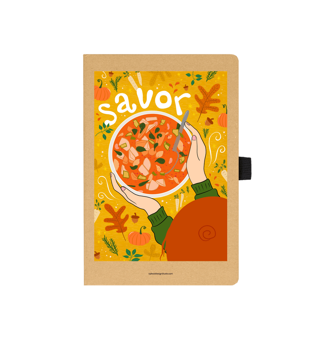 Savor Autumn Soup & Vegetables Eco-Friendly Recycled Journal (Kraft)
