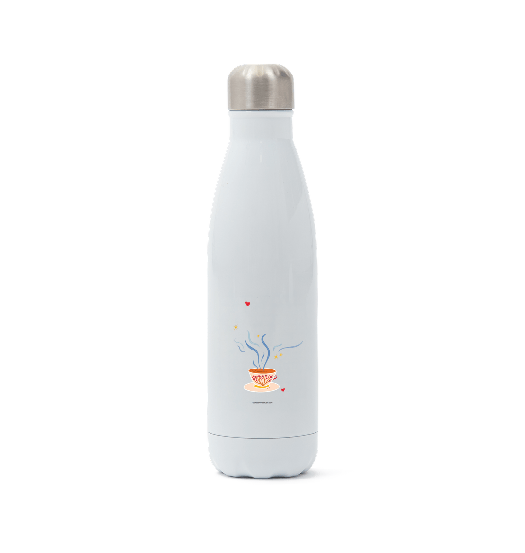 Tea Time Eco-Friendly Insulated Metal Water Bottle (White)