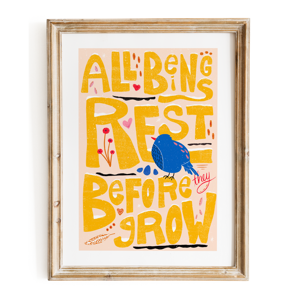 "All Beings Rest" Meditative Eco-Art Print 12x18"