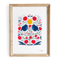 "Two Birds in the Bush" Hand-Drawn Eco-Art Print 12x18" (Assorted Colors)
