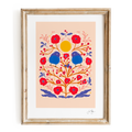 "Two Fuzzy Birds"  Hand-Drawn Eco-Art Print 12x18" (Assorted Colors)