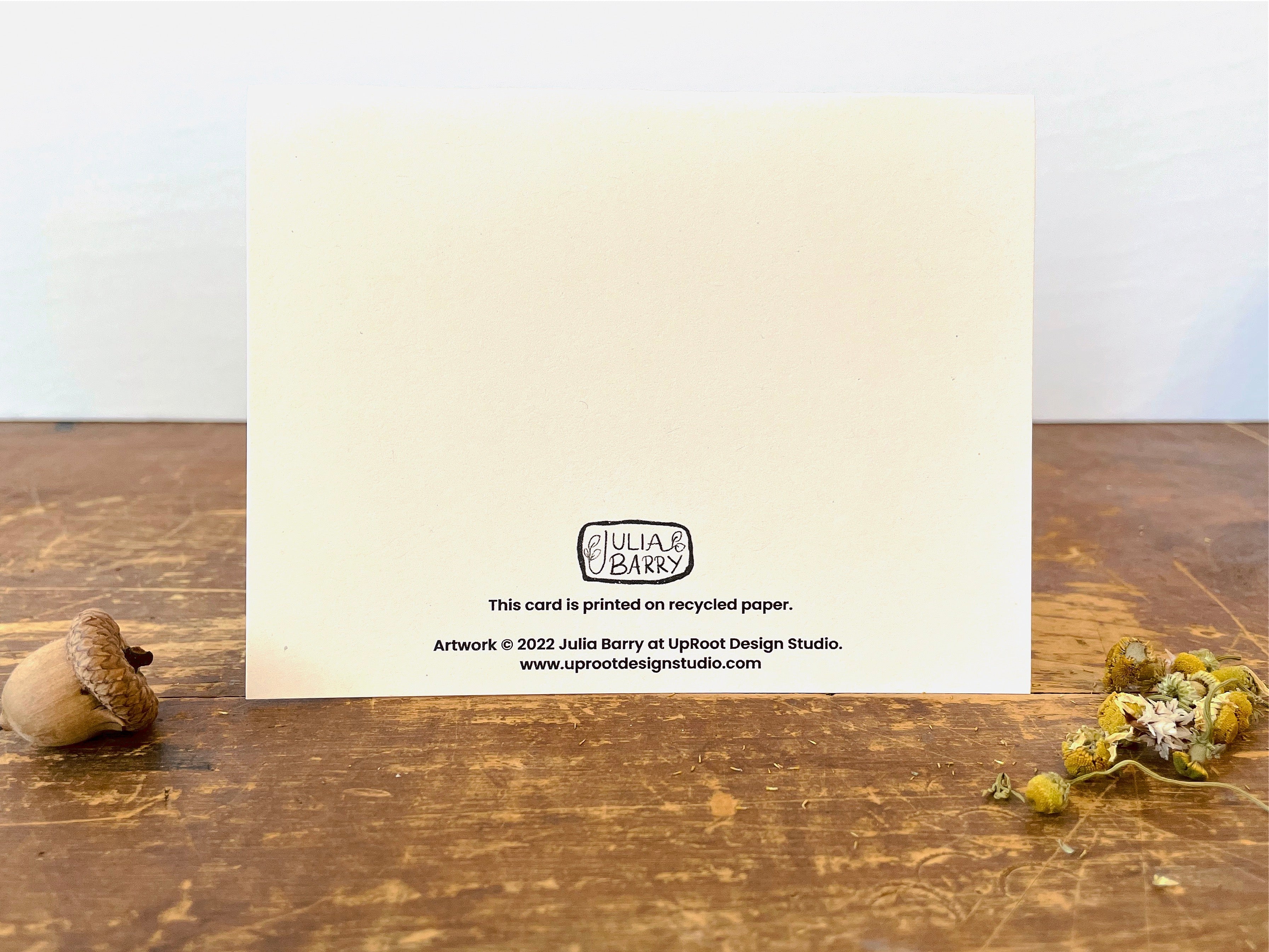 Folk Bee (on White) - Recycled Hand-Drawn Eco Greeting Card + Recycled Envelope, Blank inside (Words of Love)