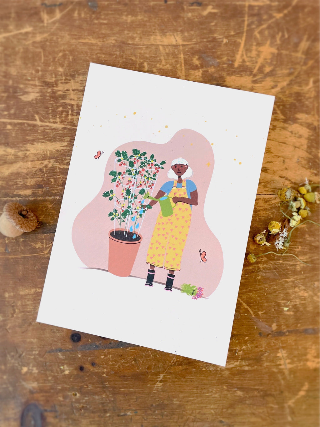 Eco Recycled 5x7 Greeting Cards w. Hand-Drawn Art + Recycled Envelopes, Blank inside - Assorted (Grow & Bloom)