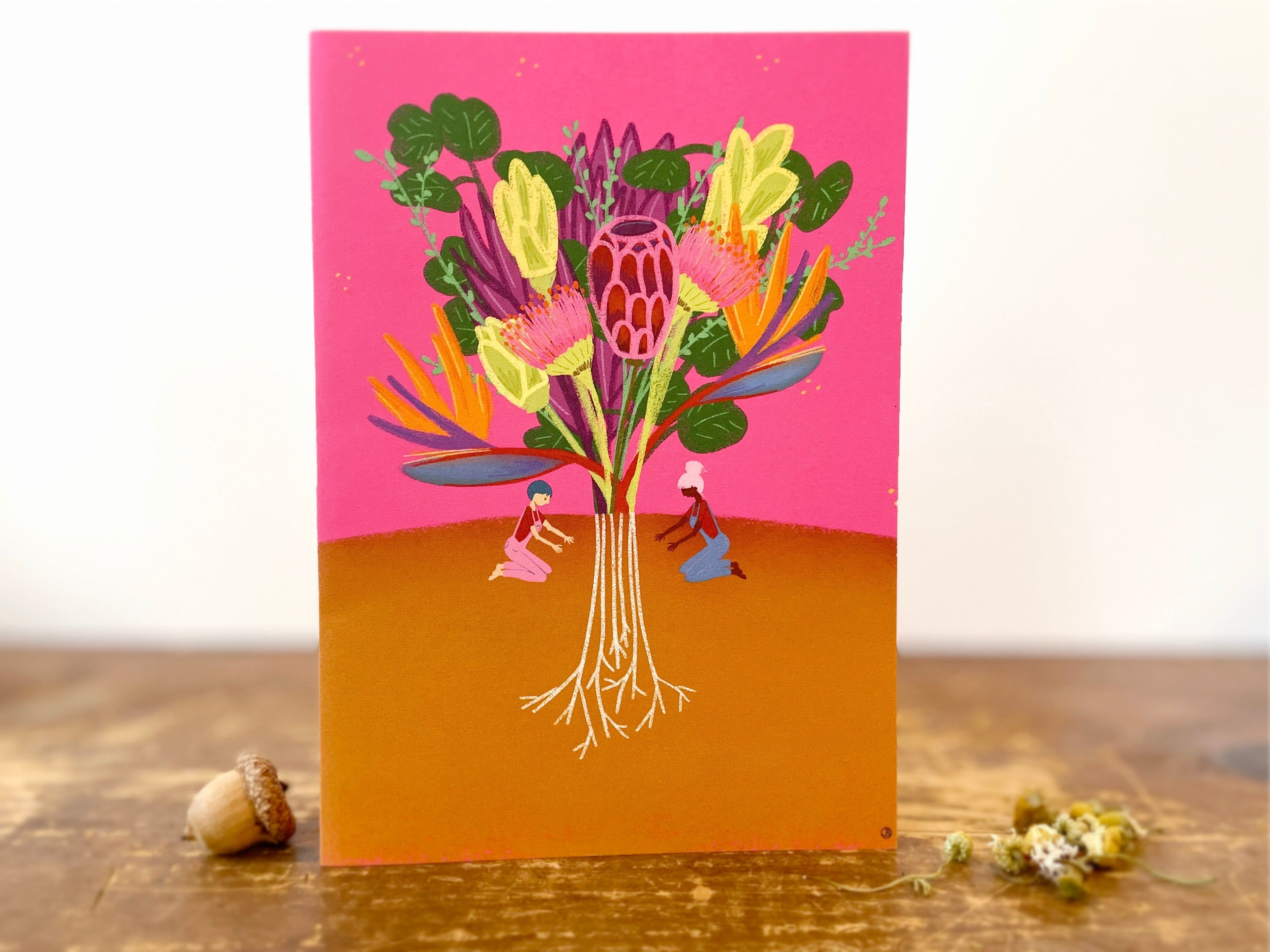 Eco Recycled 4x6 Greeting Cards w. Hand-Drawn Art + Recycled Envelopes, Blank inside - Assorted (Grow & Bloom)