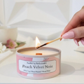 Peach Velvet Noir Luxury Candle | 8oz Non-Toxic Soy Candle with Wooden Wick | Clean Burn