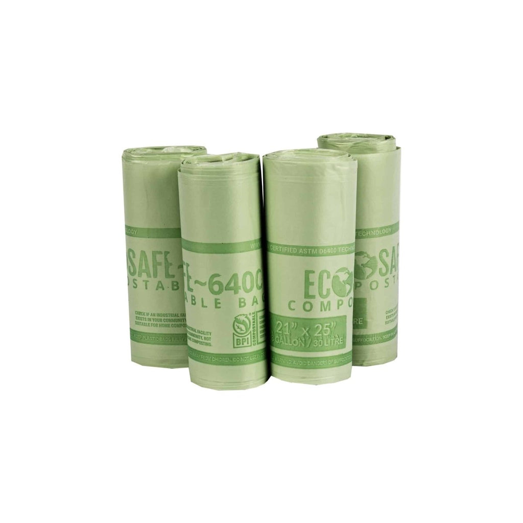 EcoSafe 8 Gal Compostable Bags - 21X25 (4-Roll Pack, QTY:48)