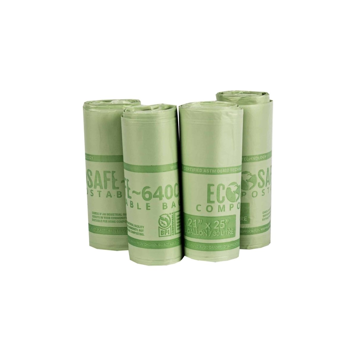 EcoSafe 8 Gal Compostable Bags - 21X25 (4-Roll Pack, QTY:48)