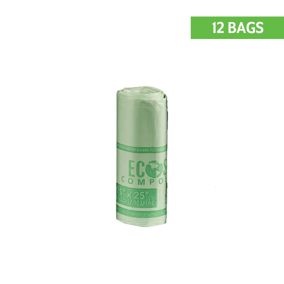 EcoSafe Zero Waste Compostable Bag Liners 8 Gallon 21x25in, SKU HB2125-6