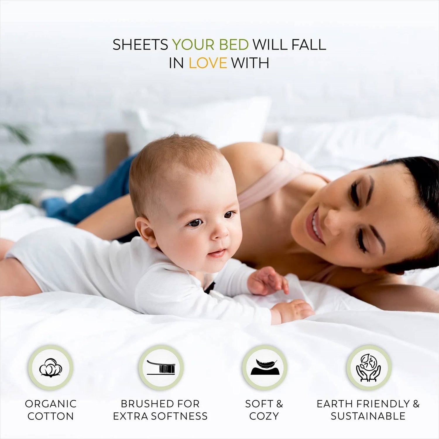 Full size Ivory Beige Off-White Cream Color Certified Organic Cotton Sheet Set