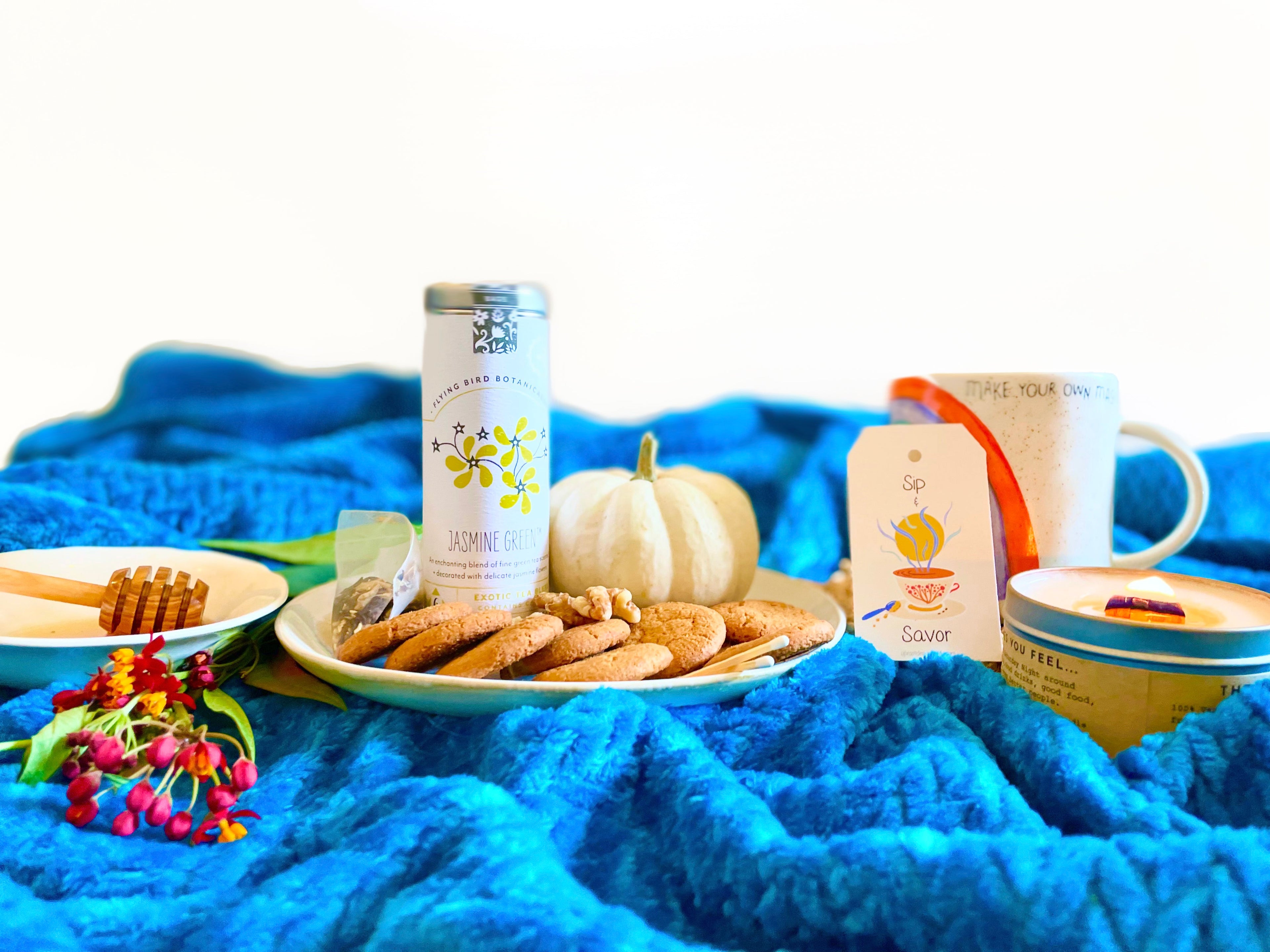 Build Your Own Custom Wellness Box with Organic Eye Pillow, Tea, Soy Candle & Greeting Card w. Envelope
