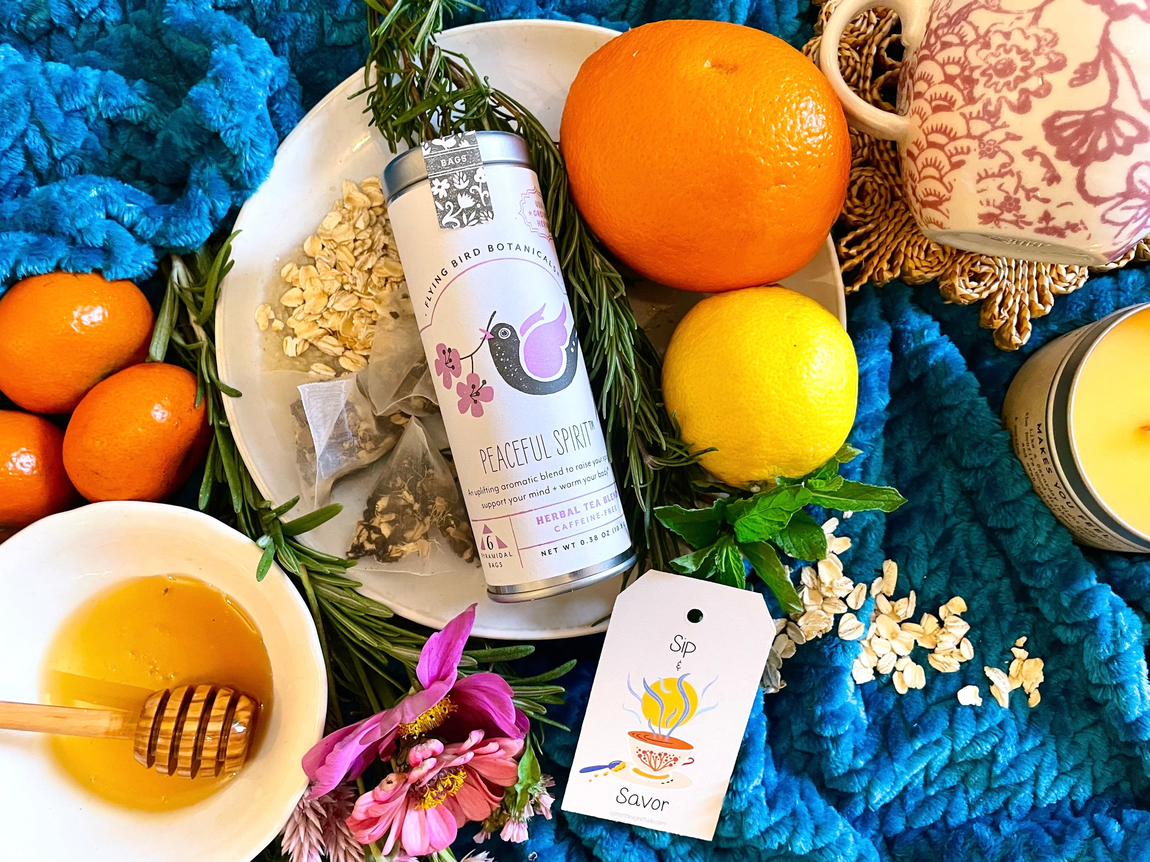Build Your Own Custom Wellness Box with Organic Eye Pillow, Tea, Soy Candle & Greeting Card w. Envelope