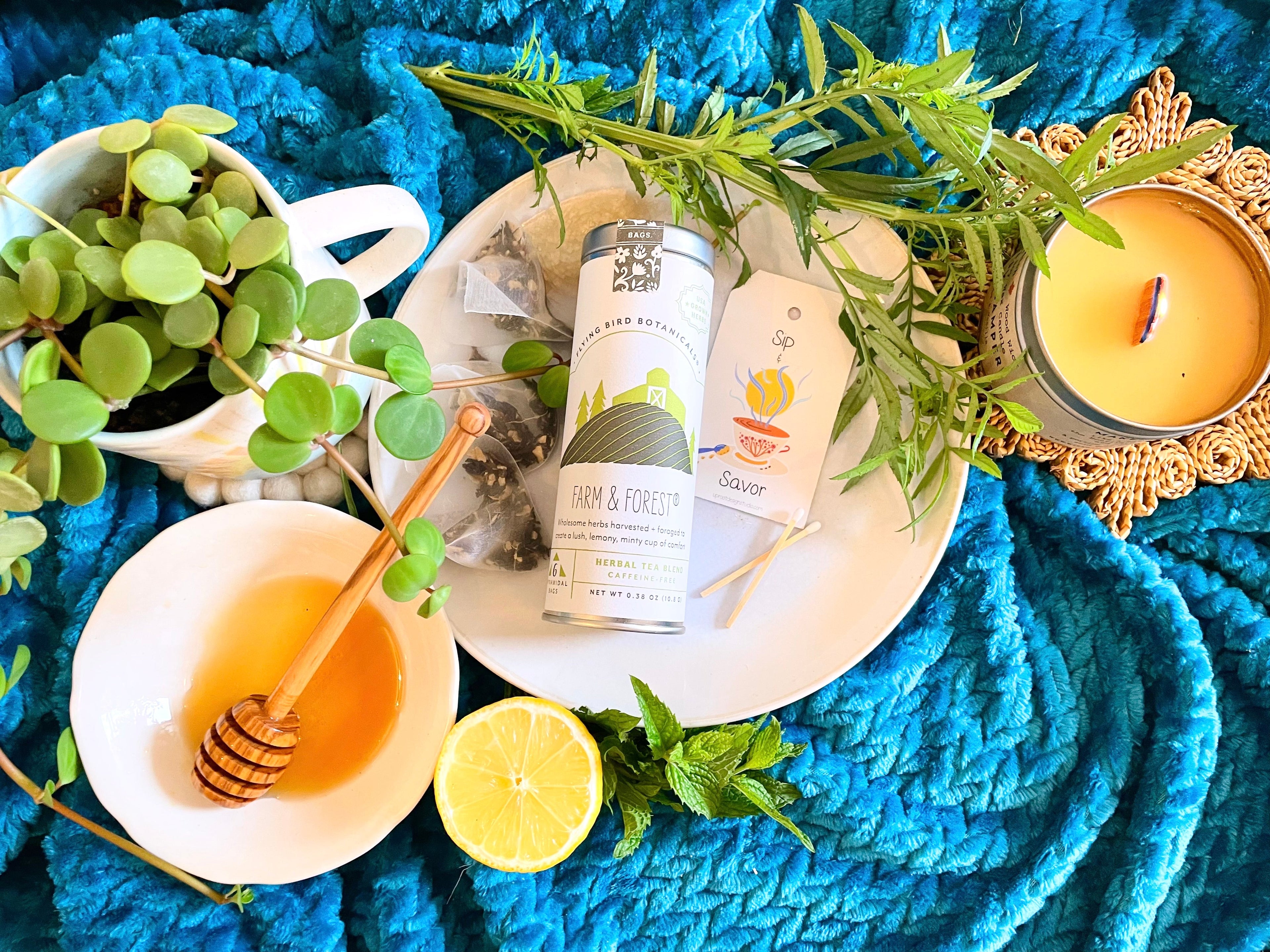 Build Your Own Custom Wellness Box with Organic Eye Pillow, Tea, Soy Candle & Greeting Card w. Envelope