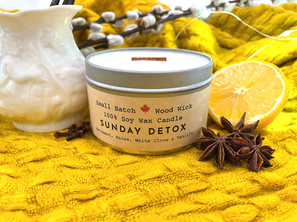 Shine On Candle Relaxation Set: "Sunday Detox" Candle (Bergamot, Anise, White Clove, and Vanilla), Meditation Card + Mindfulness Journal