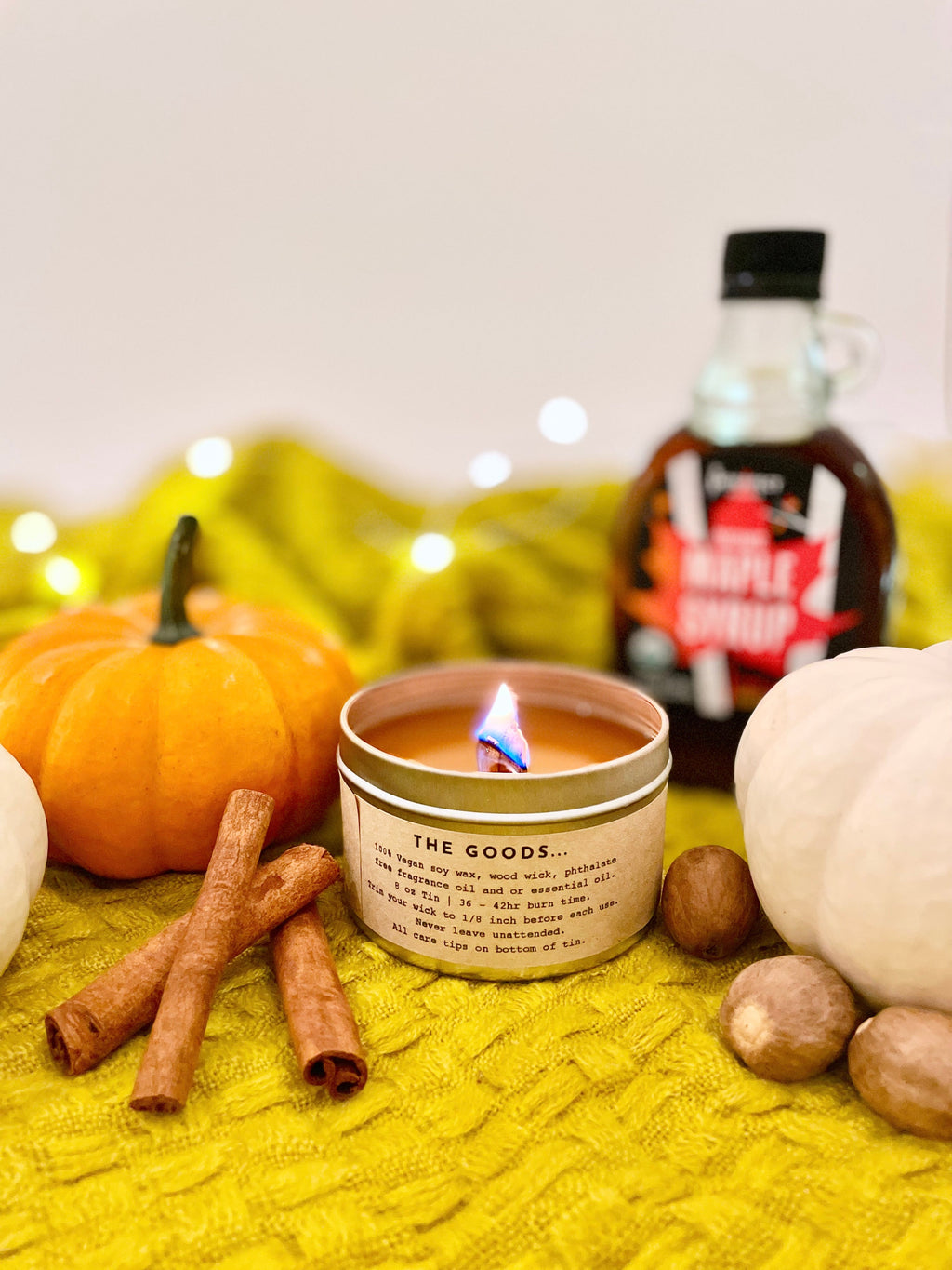 Winter Light Candle Relaxation Set: "Pumpkin Spice" Candle (Sugared maple, Pumpkin, Cinnamon & Nutmeg), Meditation Card + Mindfulness Journal