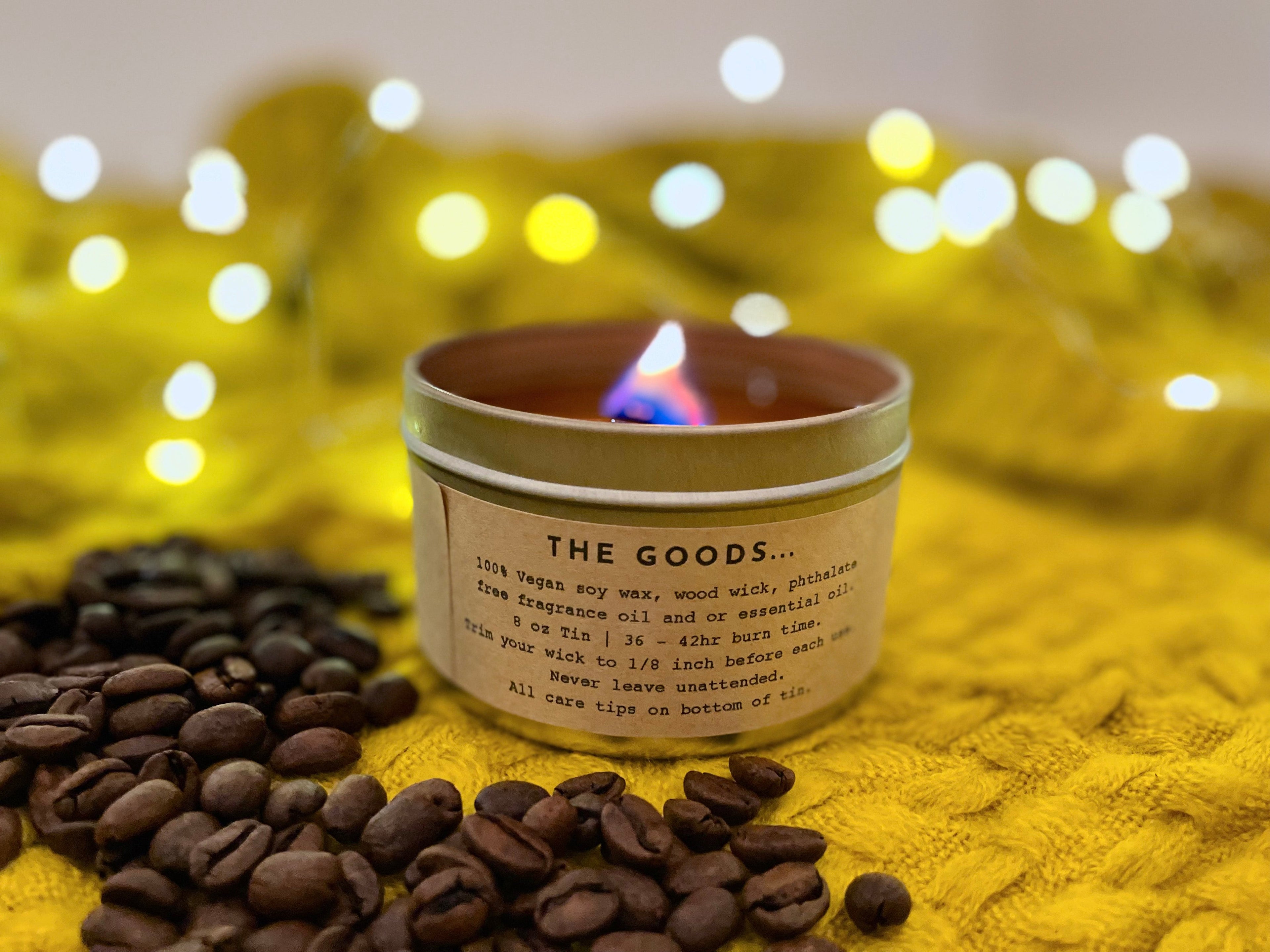 Shine On Candle Relaxation Set: "Coffeehouse" Crackling Wick Candle - Scented of Roasted Coffee, Meditation Card + Mindfulness Journal (Grow & Bloom)