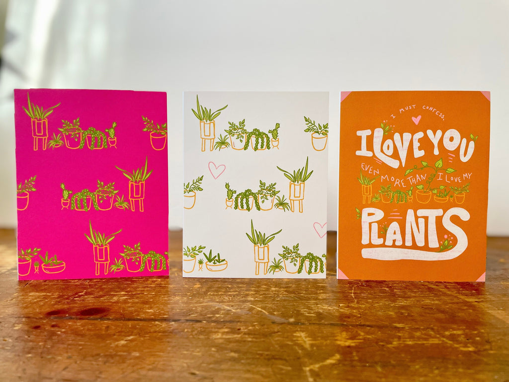 Eco Recycled 5x7 Greeting Cards w. Hand-Drawn Art + Recycled Envelopes, Blank inside - Assorted (Grow & Bloom)