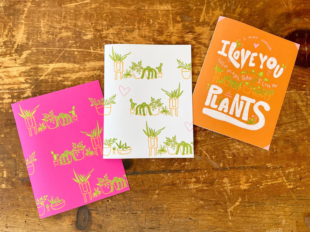 Eco Recycled 4x6 Greeting Cards w. Hand-Drawn Art + Recycled Envelopes, Blank inside - Assorted (Grow & Bloom)