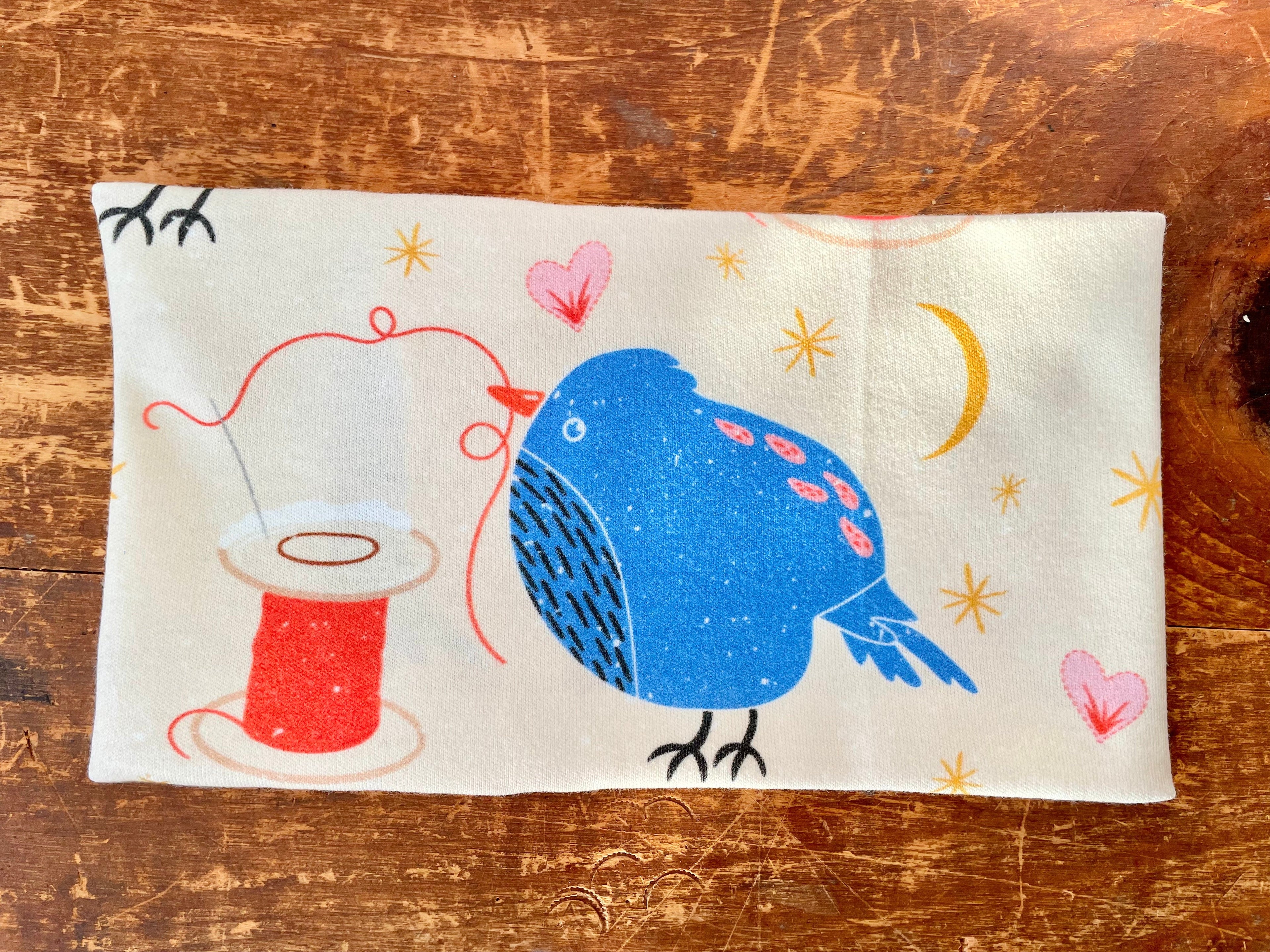 Scented Serenity Organic Eye Pillow - Sewing Birds on Cream (Love in Bloom Collection)