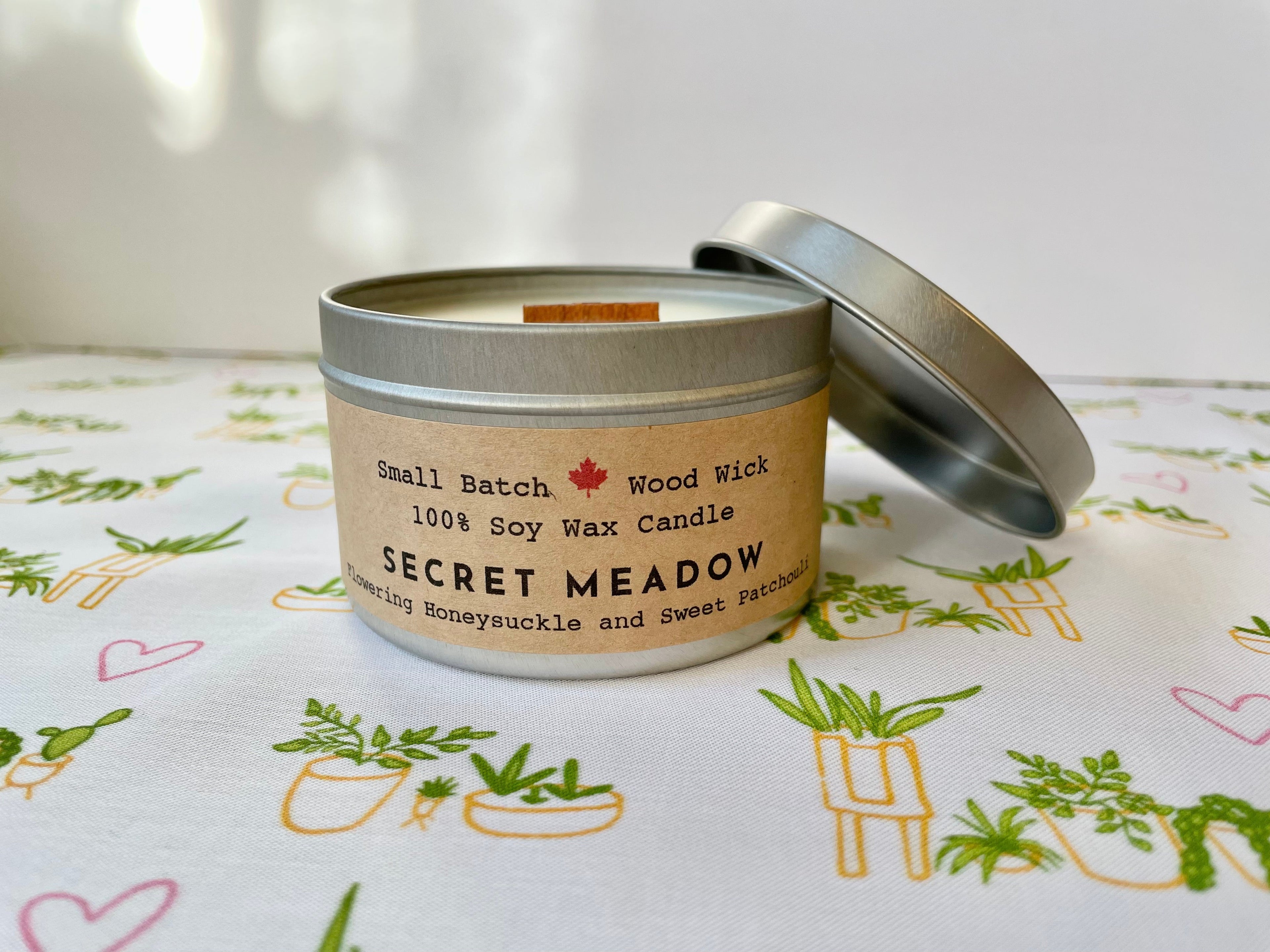 Golden Light Candle Relaxation Set: "Alpine Meadow" Scented (Honeysuckle + Patchouli) Candle,  Meditation Card + Mindfulness Journal (Grow & Bloom)