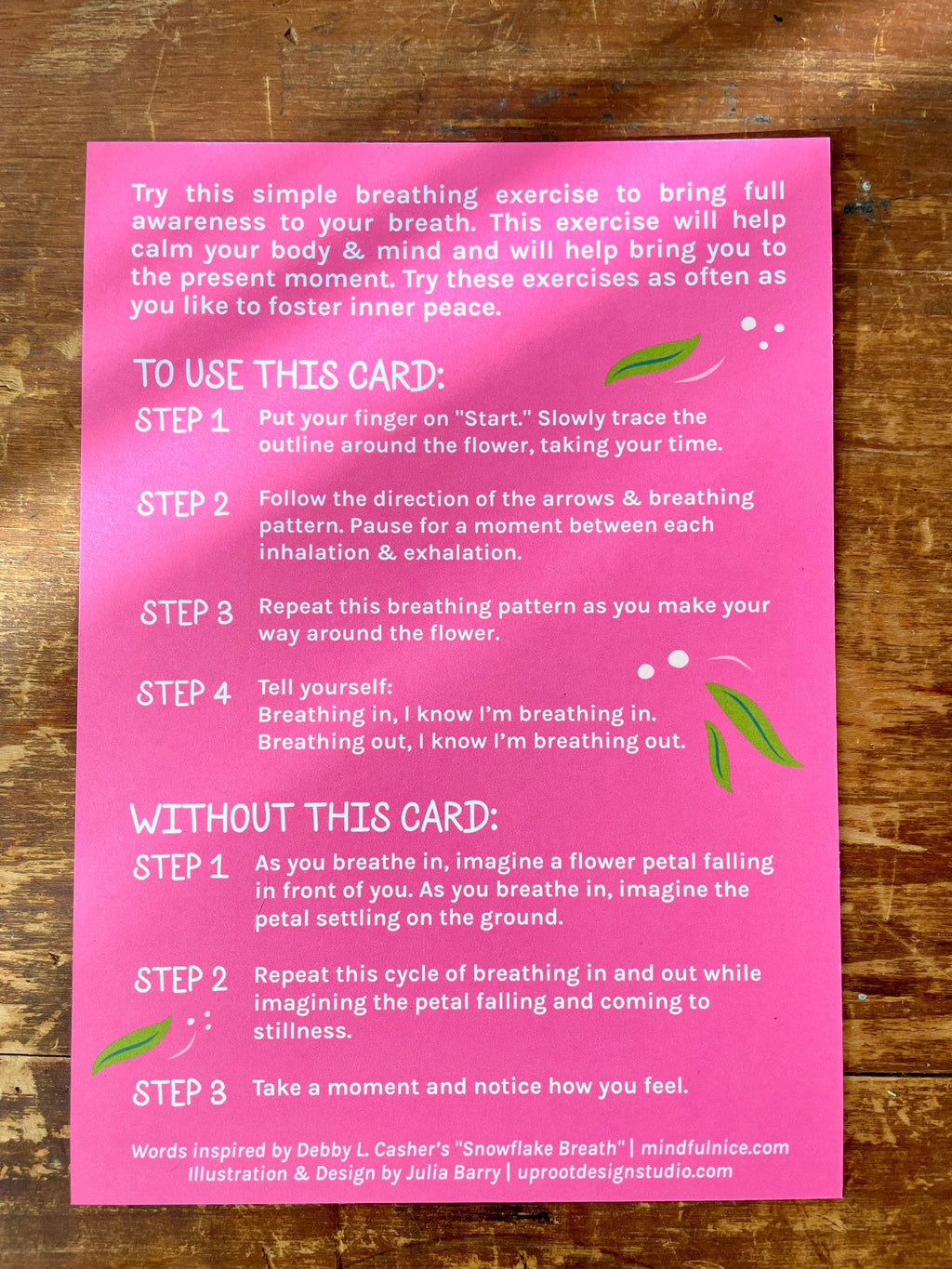 Wildflower Breath Hand-Illustrated Meditation Card w. Instructions 5x7"