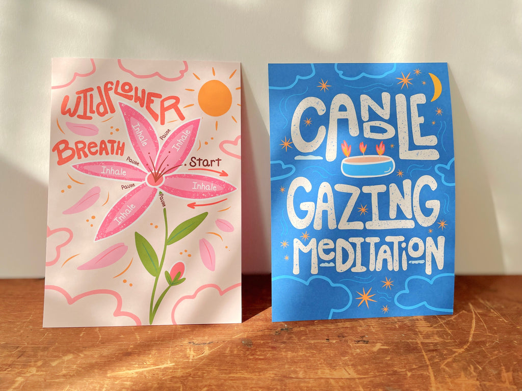 Wildflower Breath Hand-Illustrated Meditation Card w. Instructions 5x7"