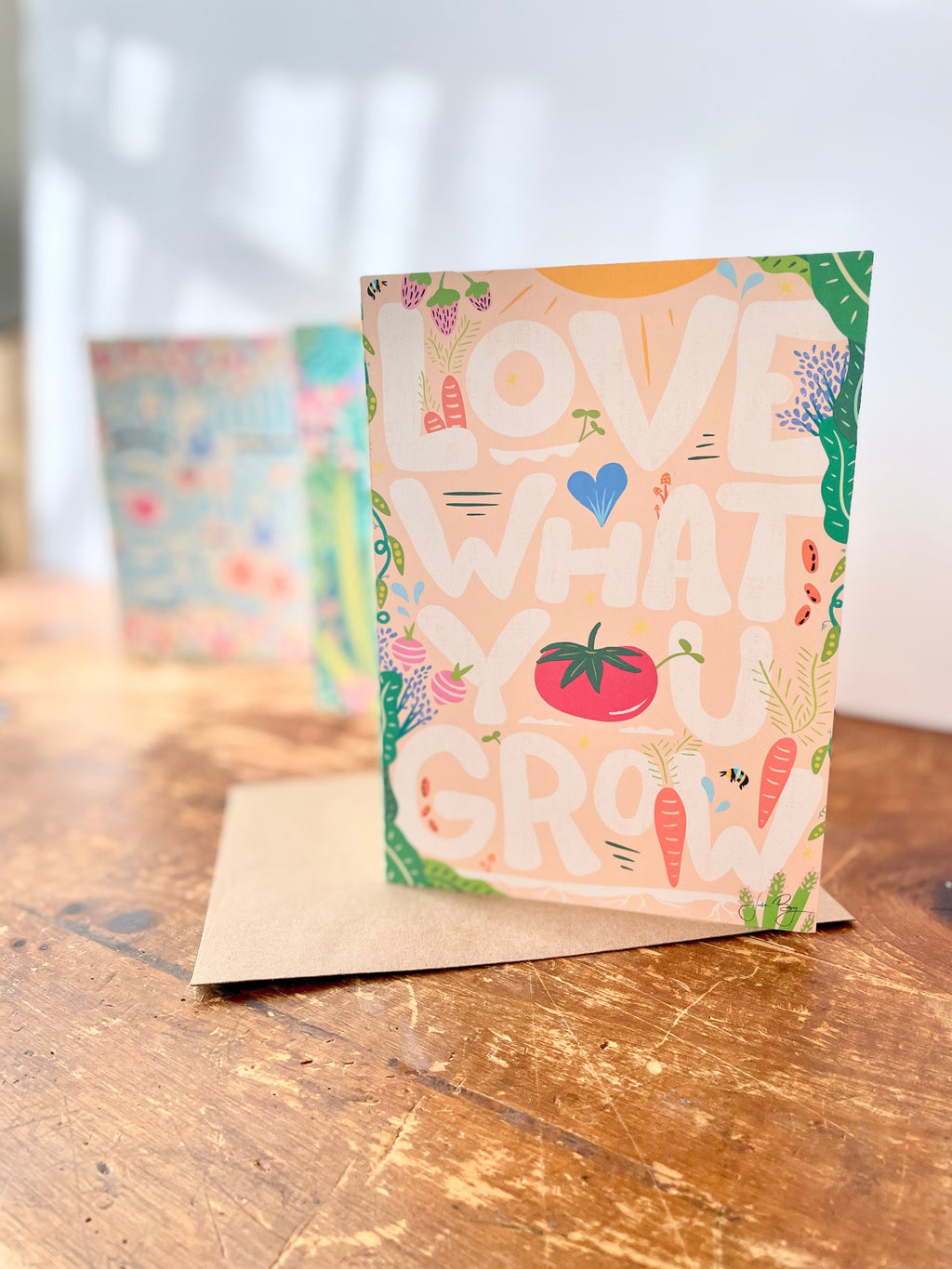 Eco Recycled 4x6 Greeting Cards w. Hand-Drawn Art + Recycled Envelopes, Blank inside - Assorted (Grow & Bloom)